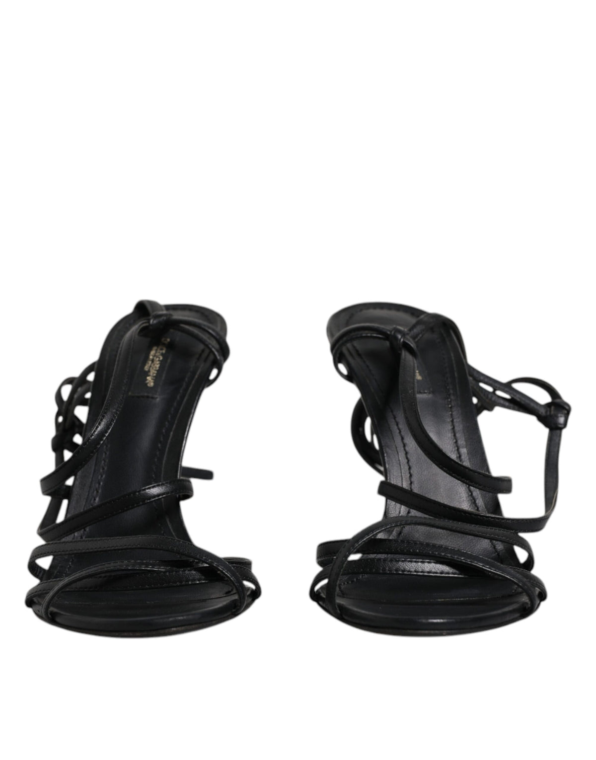 Dolce & Gabbana Black Leather High Heels Keira Sandals Women's Shoes (Pre-Owned)