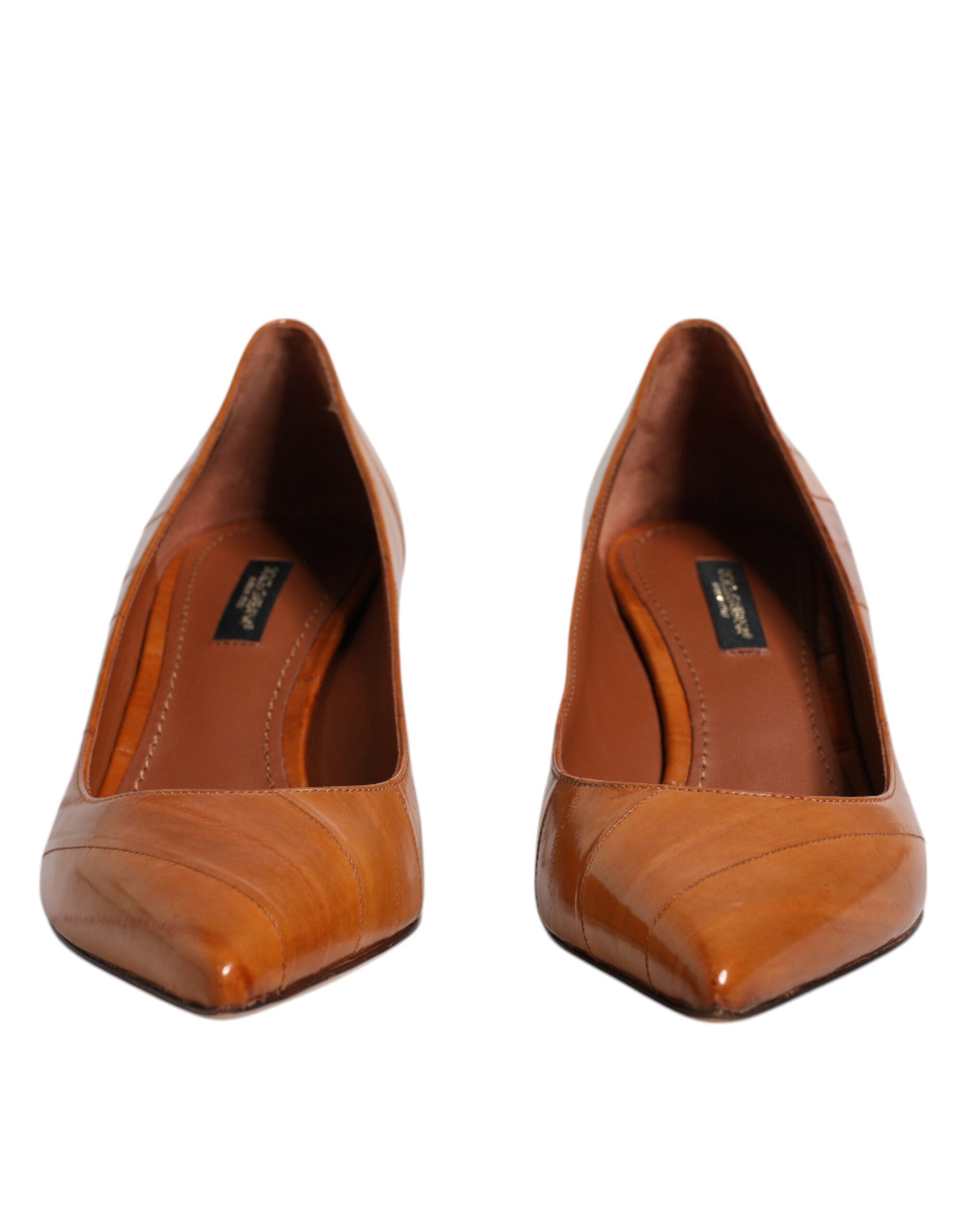 Dolce & Gabbana Brown Leather Kitten Heels Pumps Women's Shoes (Pre-Owned)