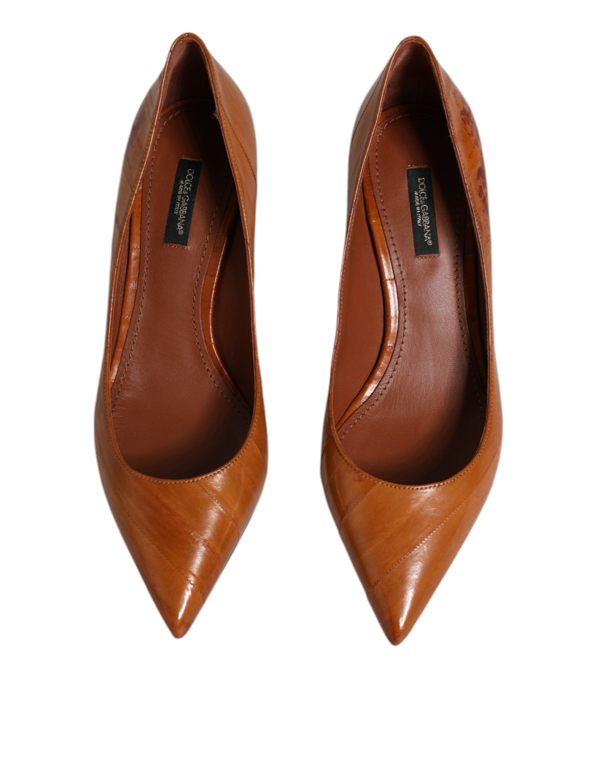 Dolce & Gabbana Brown Leather Kitten Heels Pumps Women's Shoes (Pre-Owned)