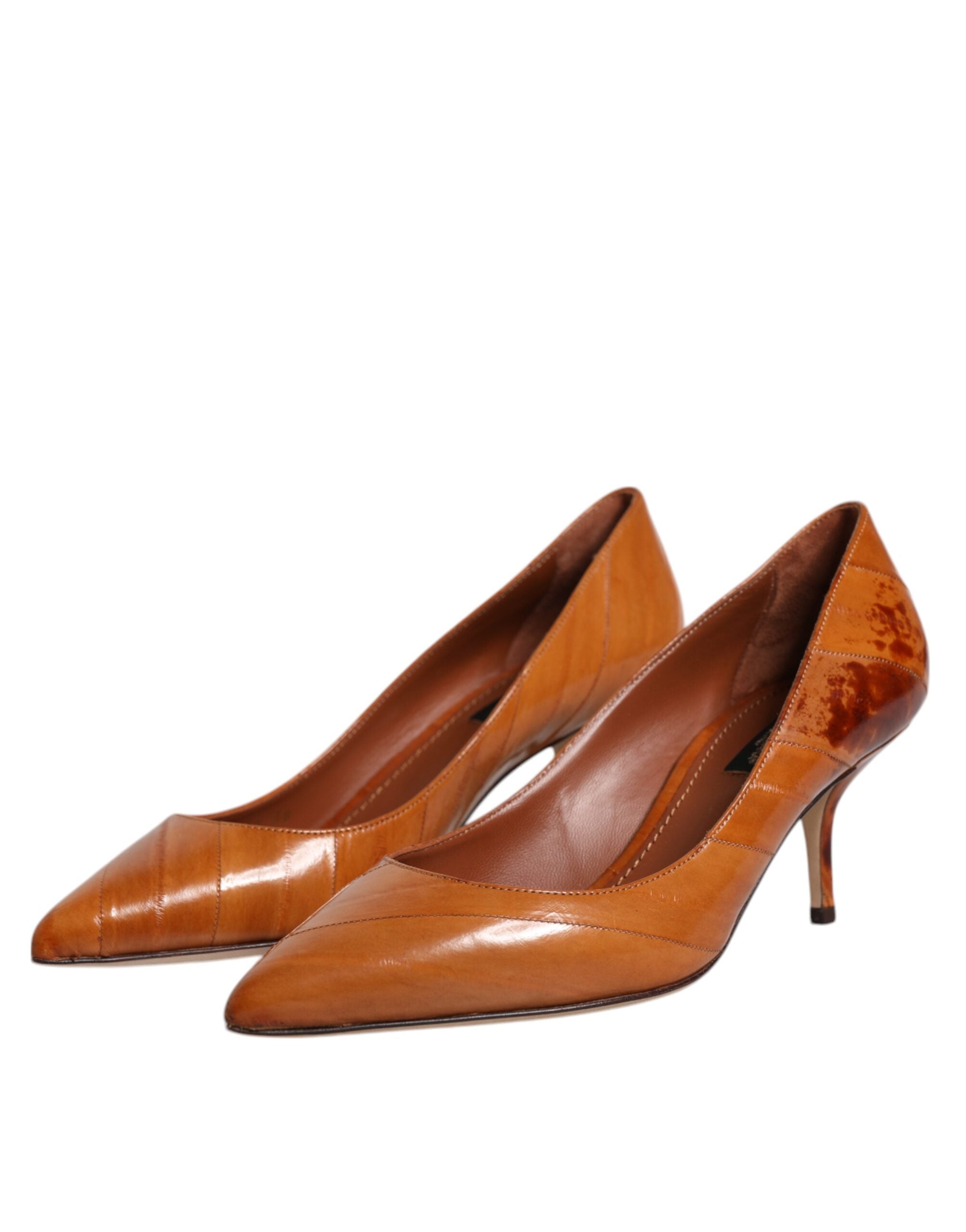 Dolce & Gabbana Brown Leather Kitten Heels Pumps Women's Shoes (Pre-Owned)