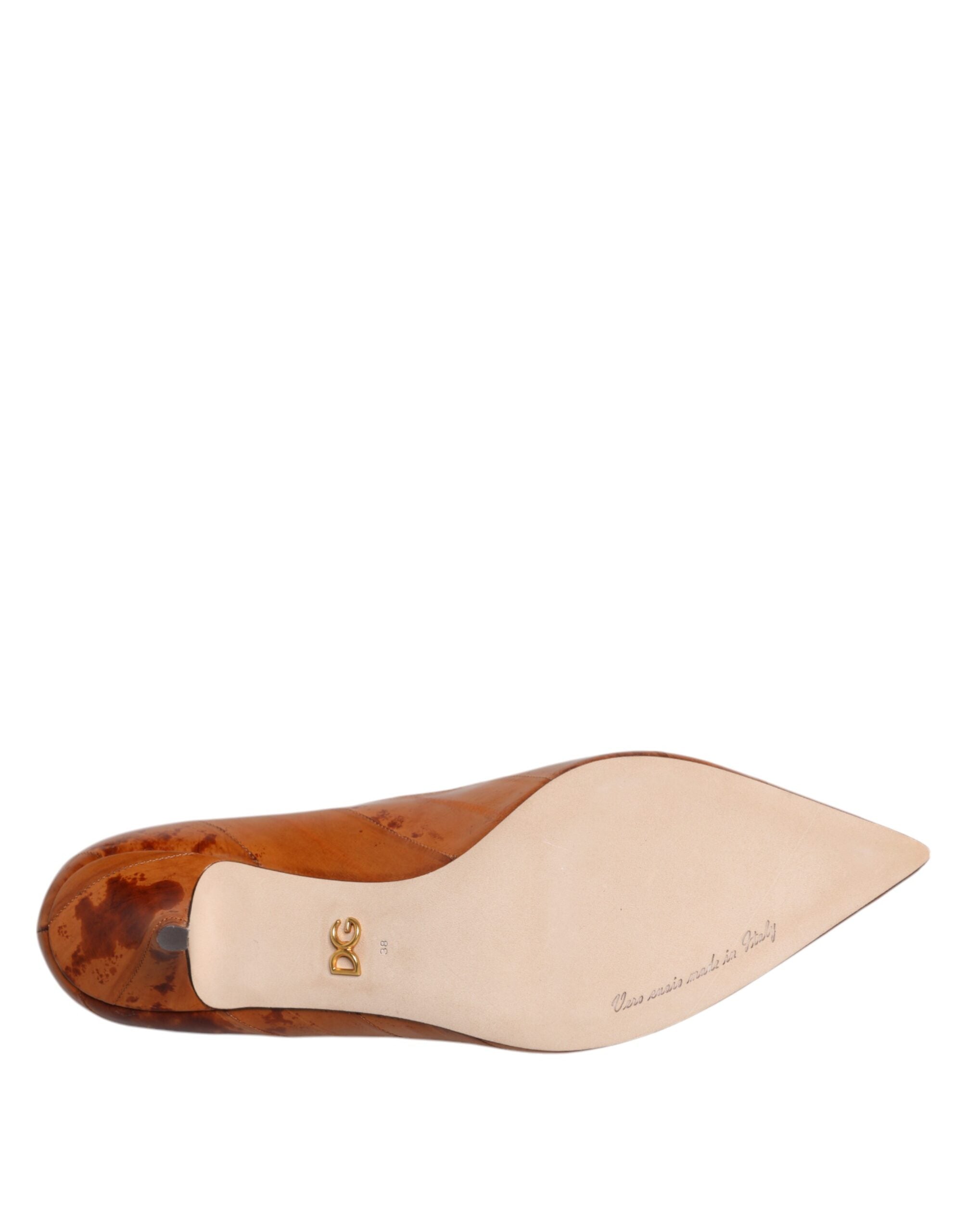 Dolce & Gabbana Brown Leather Kitten Heels Pumps Women's Shoes (Pre-Owned)