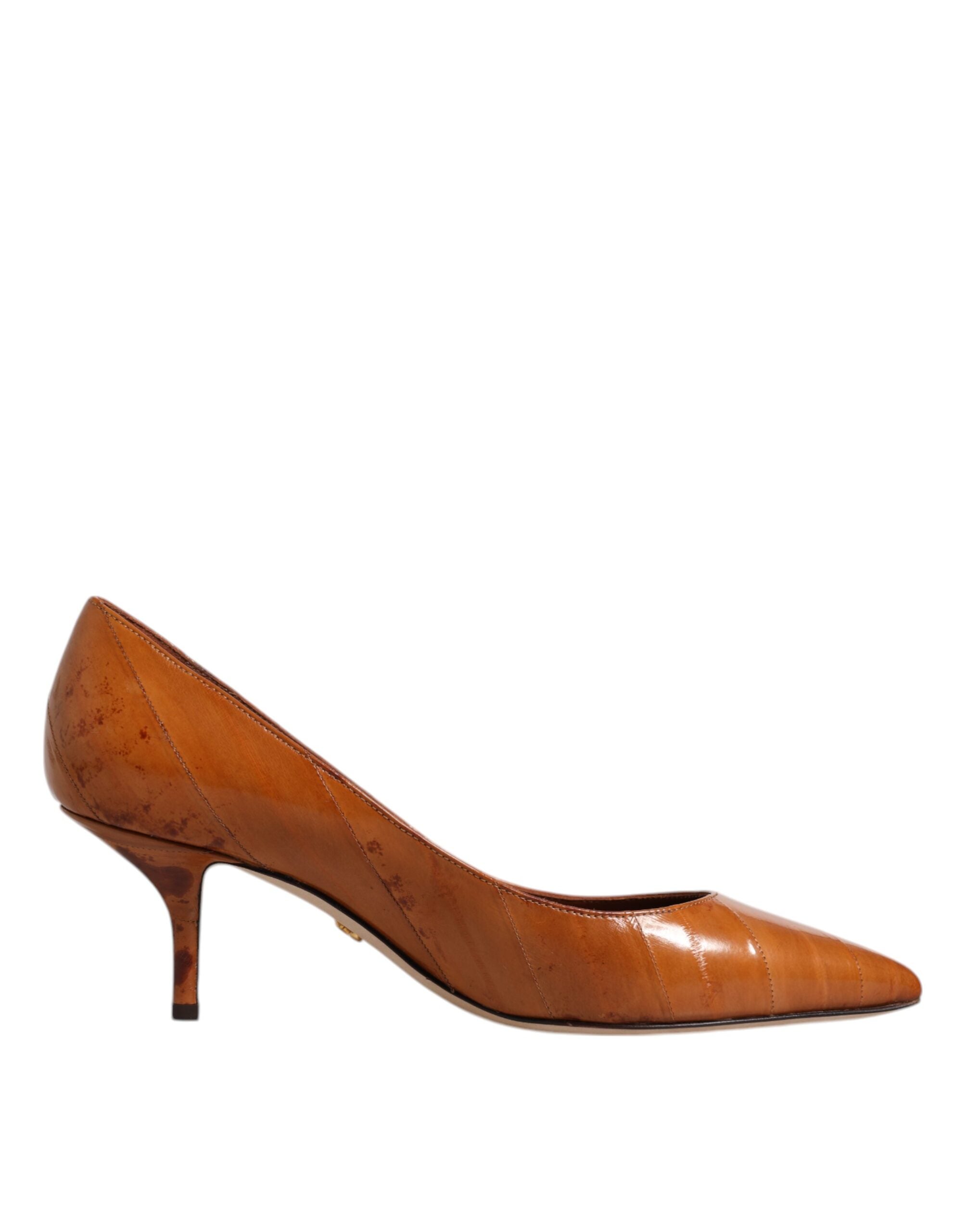 Dolce & Gabbana Brown Leather Kitten Heels Pumps Women's Shoes (Pre-Owned)