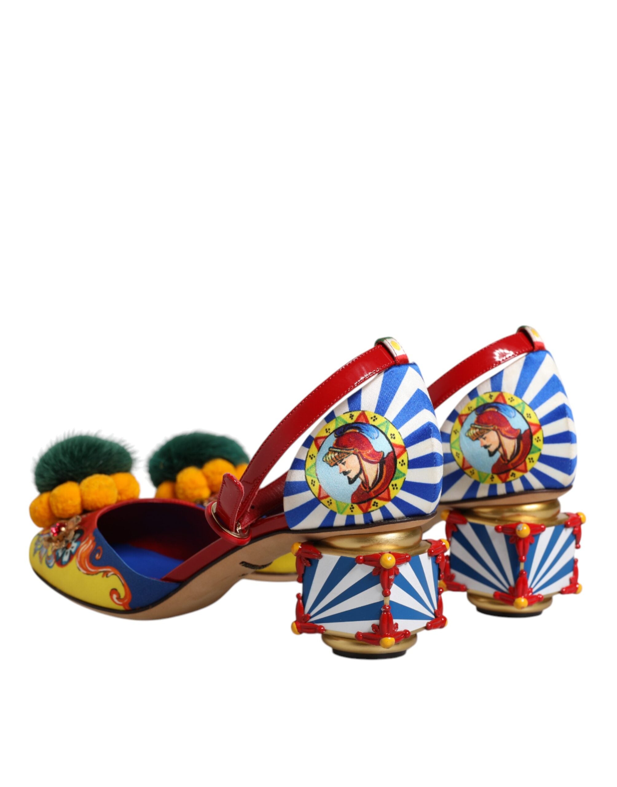 Dolce & Gabbana Multicolor Carretto Crystal Fur Sandals Women's Shoes (Pre-Owned)