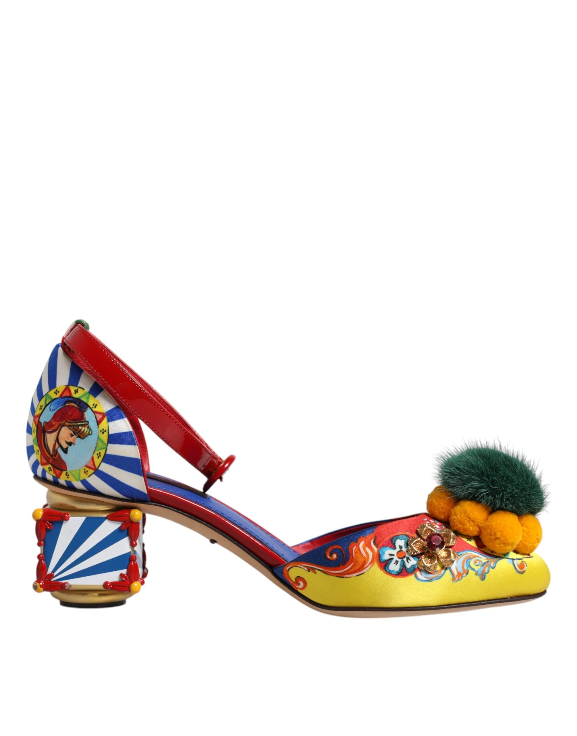 Dolce & Gabbana Multicolor Carretto Crystal Fur Sandals Women's Shoes (Pre-Owned)