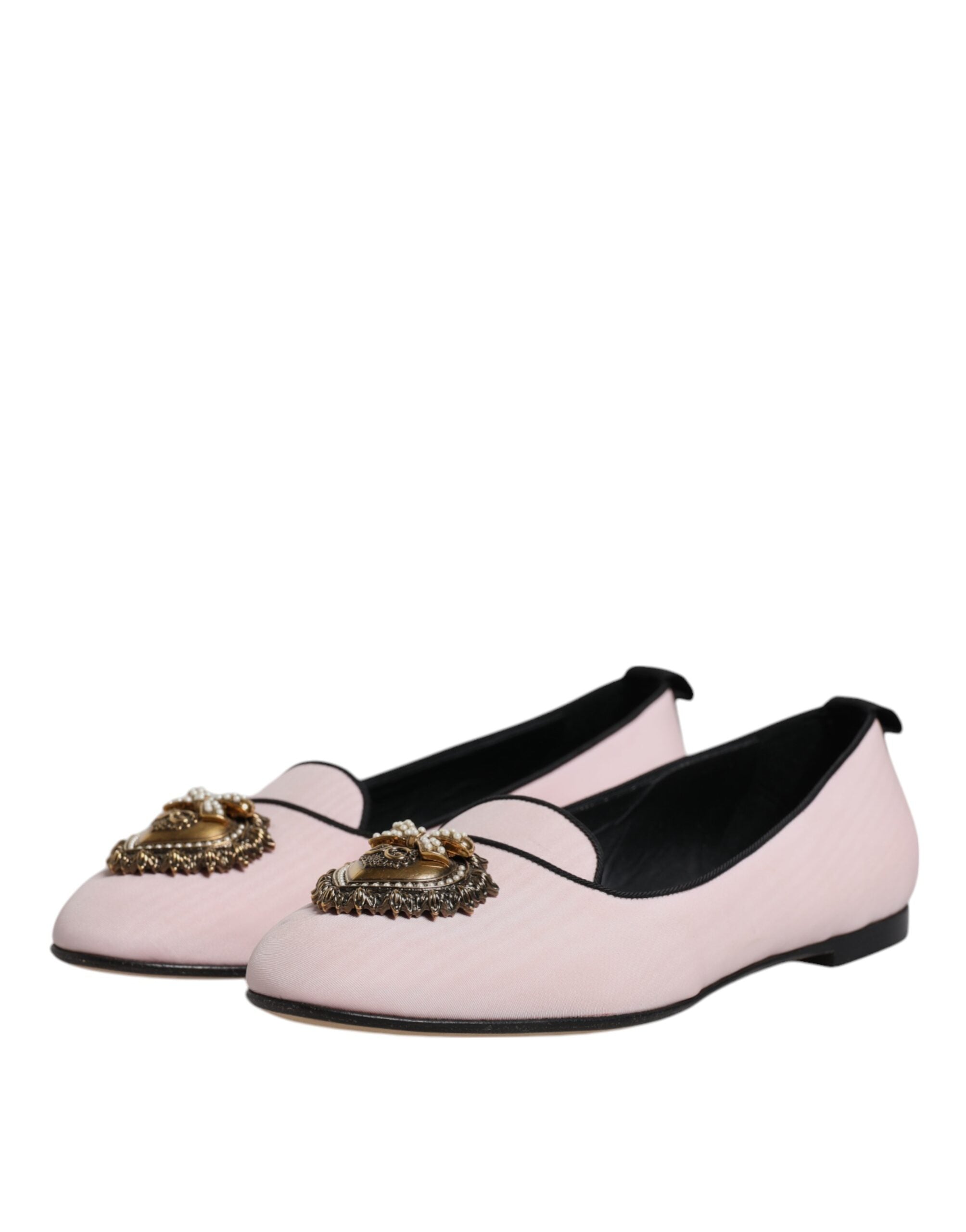 Dolce & Gabbana Light Pink Velvet Slip On Loafers Flats Women's Shoes (Pre-Owned)
