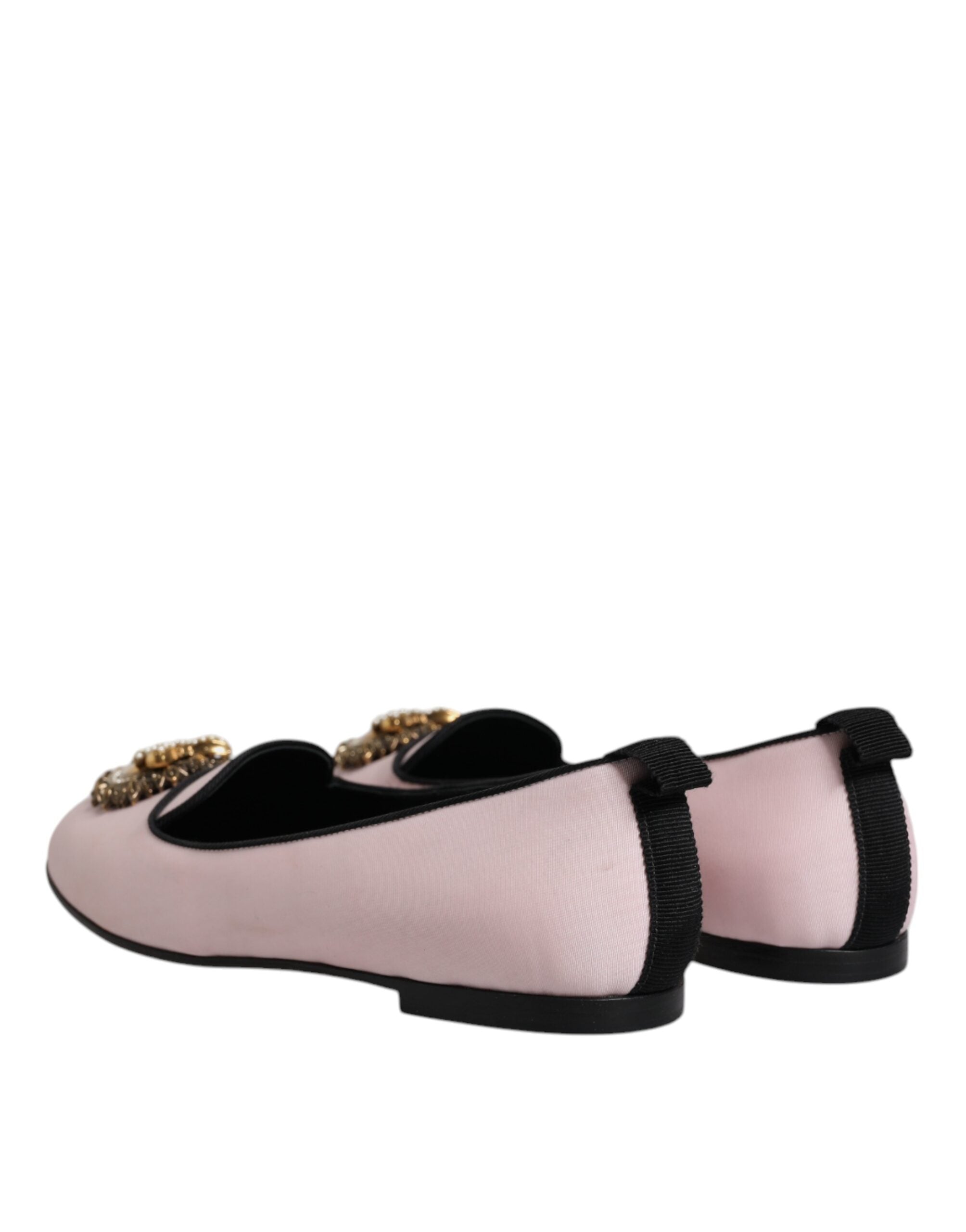 Dolce & Gabbana Light Pink Velvet Slip On Loafers Flats Women's Shoes (Pre-Owned)