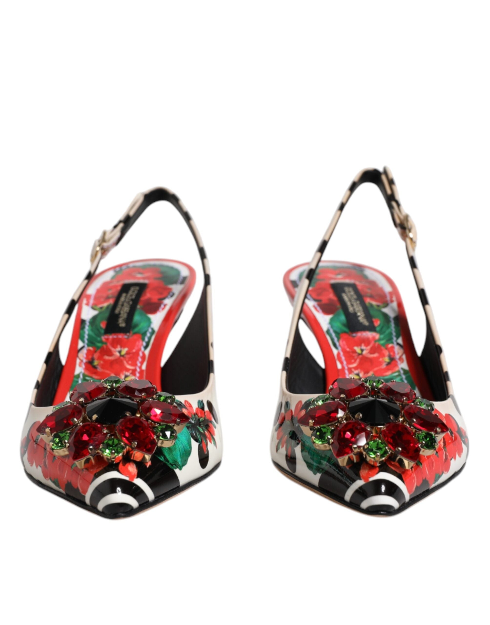 Dolce & Gabbana Multicolor Leather Crystal Heels Slingback Women's Shoes (Pre-Owned)