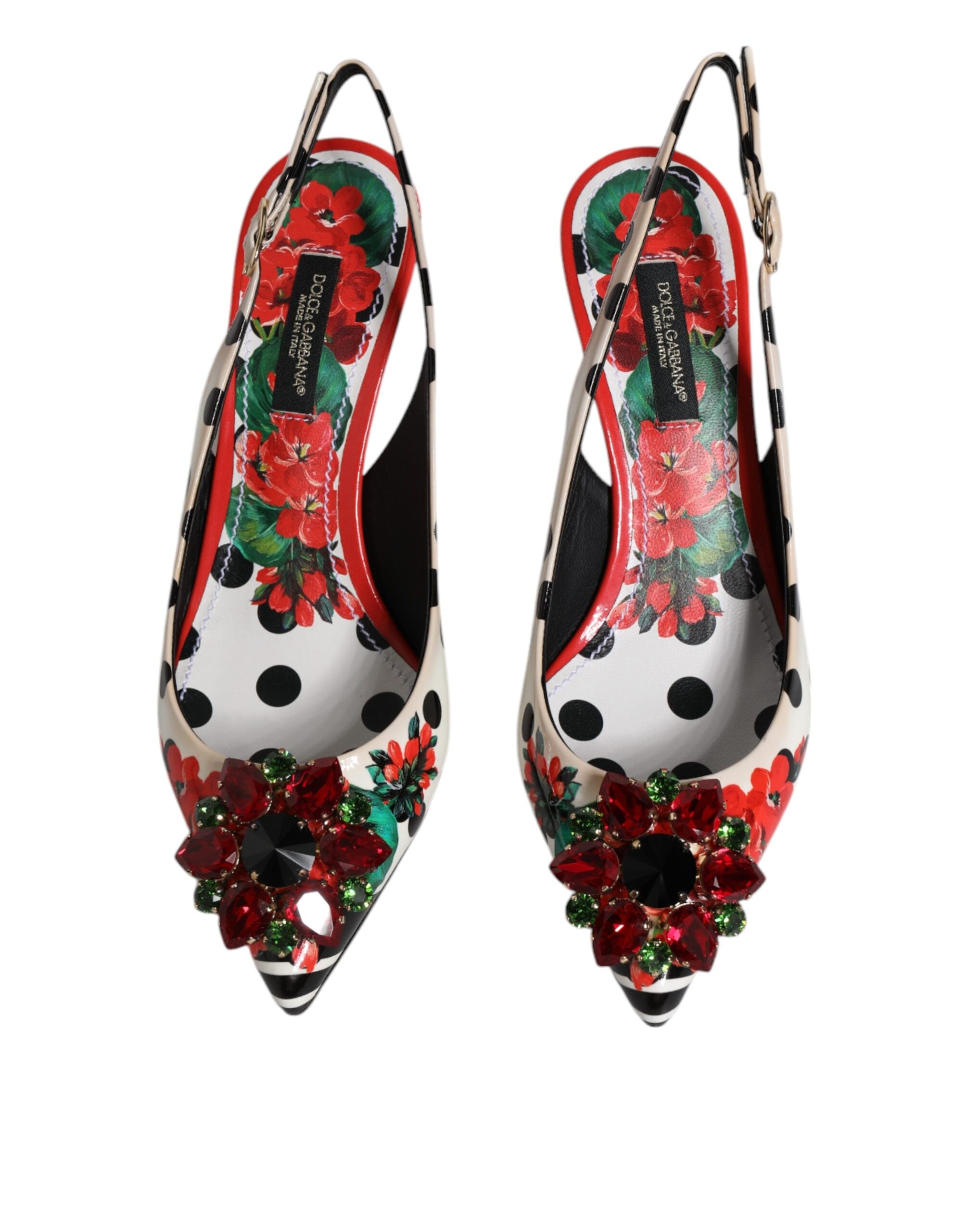 Dolce & Gabbana Multicolor Leather Crystal Heels Slingback Women's Shoes (Pre-Owned)