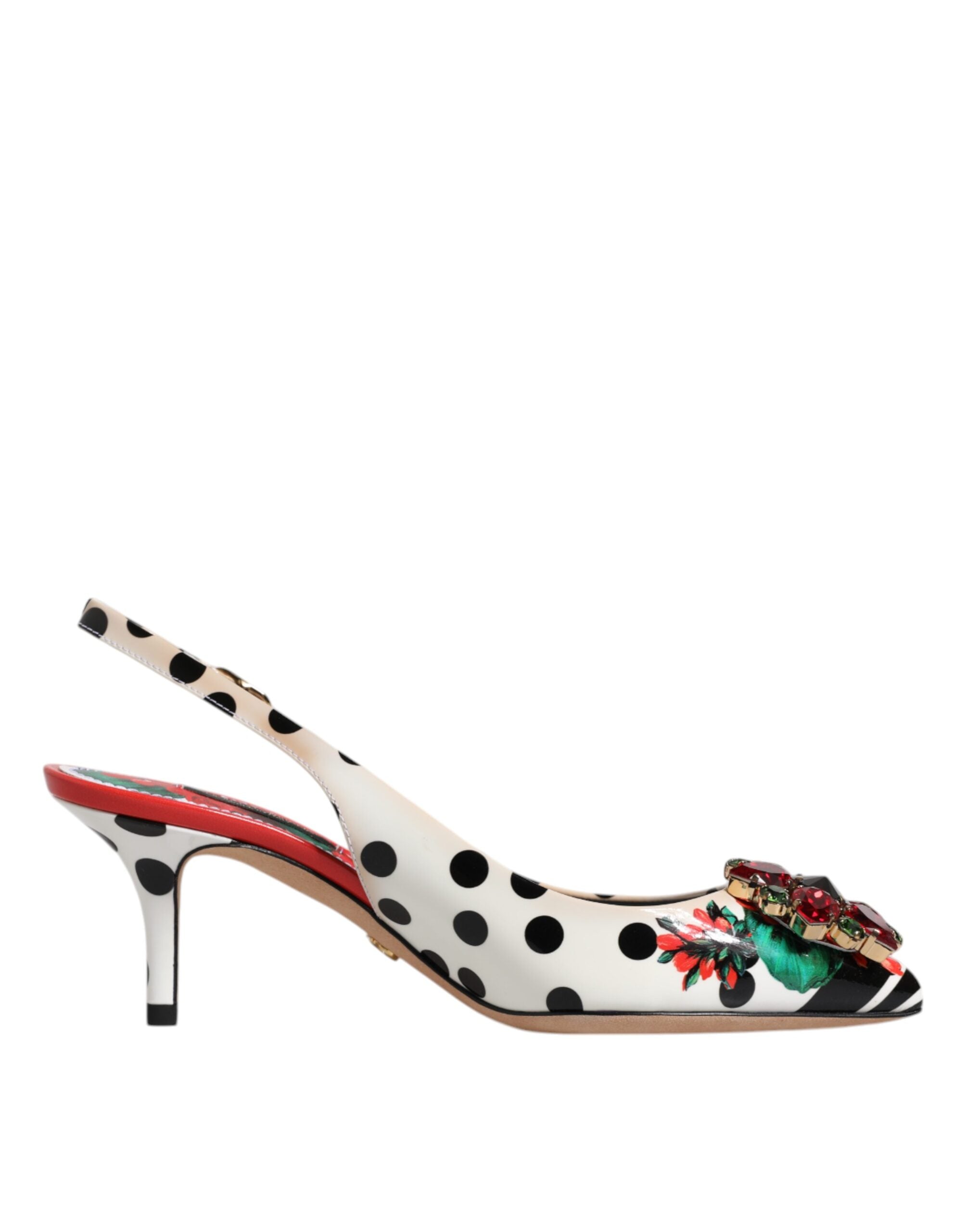 Dolce & Gabbana Multicolor Leather Crystal Heels Slingback Women's Shoes (Pre-Owned)