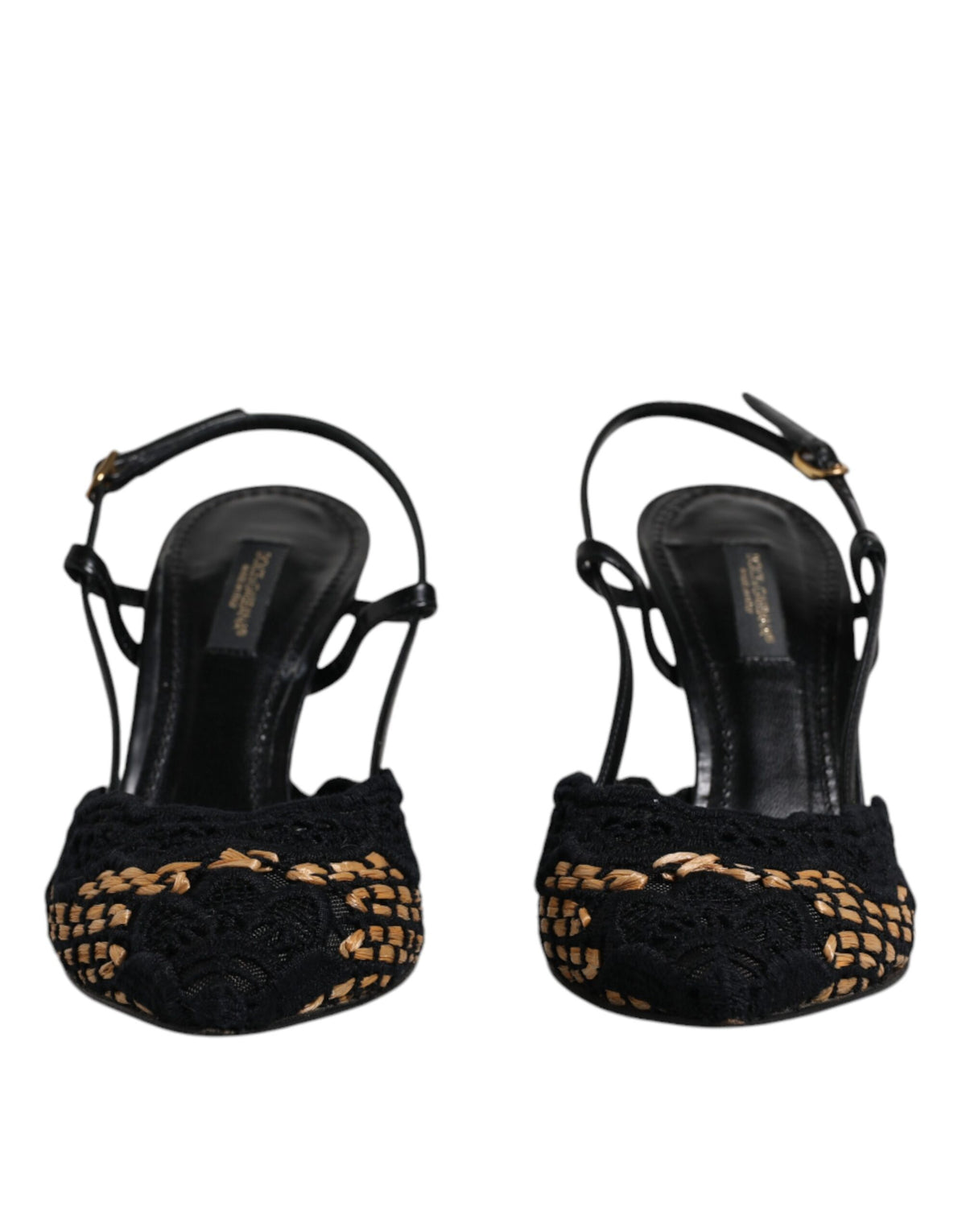 Dolce & Gabbana Black Brown Lace High Heels Slingback Women's Shoes (Pre-Owned)