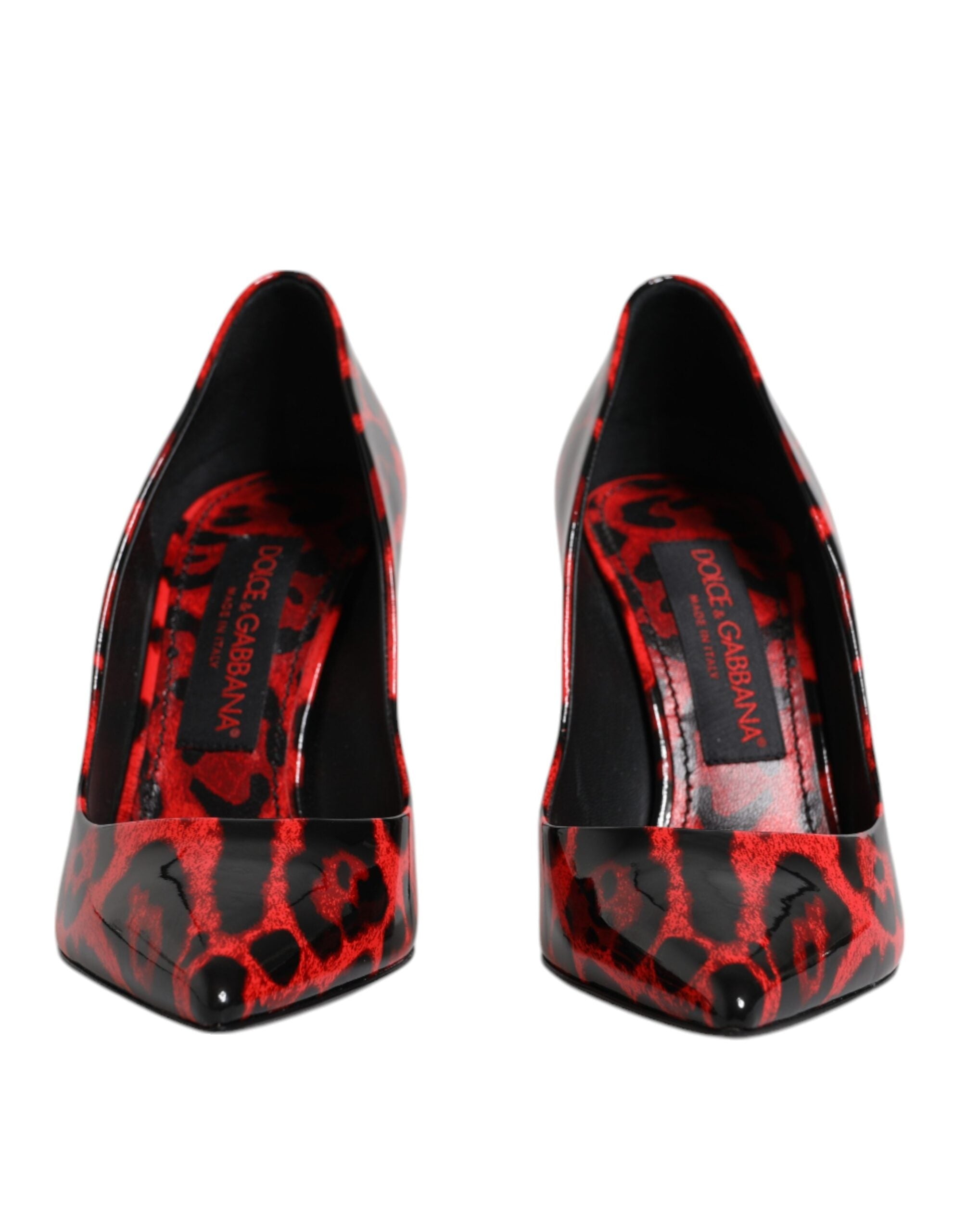 Dolce & Gabbana Red Leopard Leather Stiletto High Heels Pumps Women's Shoes (Pre-Owned)