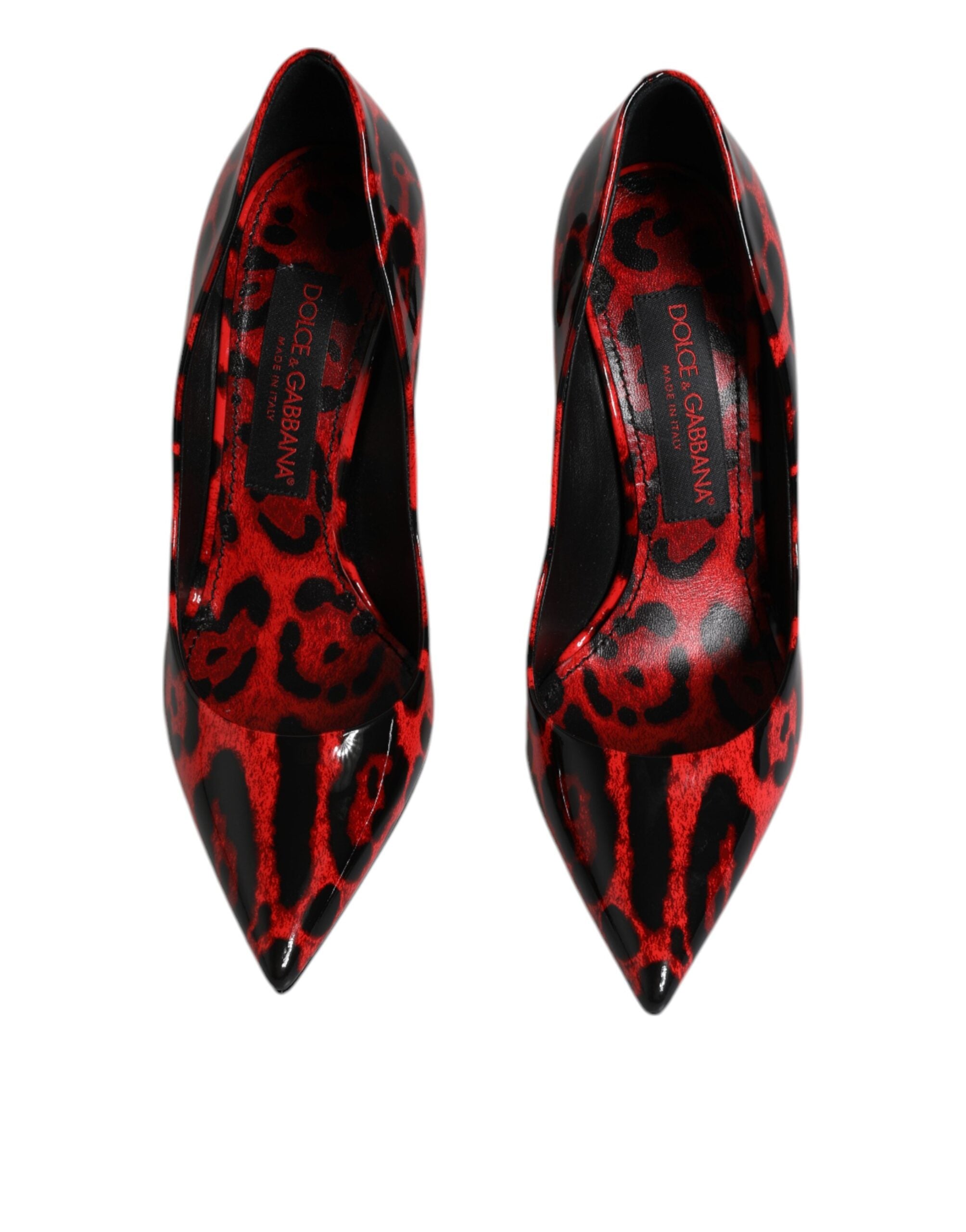 Dolce & Gabbana Red Leopard Leather Stiletto High Heels Pumps Women's Shoes (Pre-Owned)