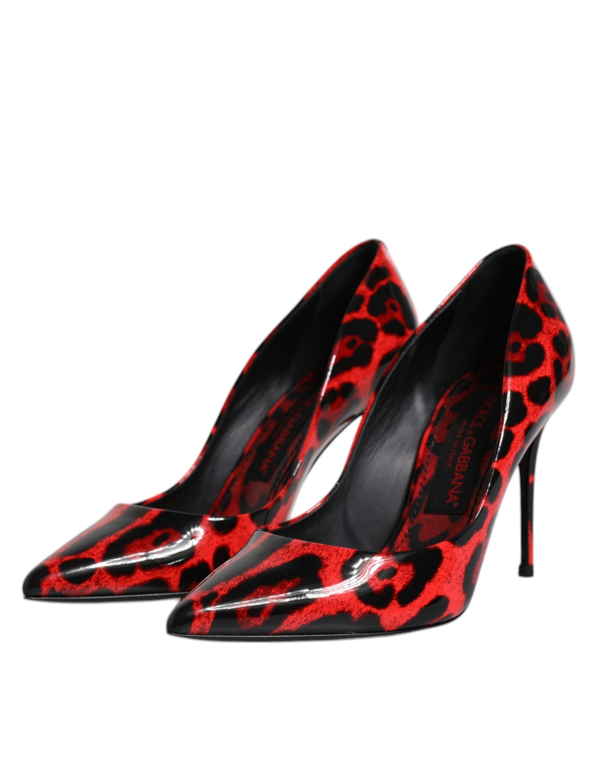 Dolce & Gabbana Red Leopard Leather Stiletto High Heels Pumps Women's Shoes (Pre-Owned)