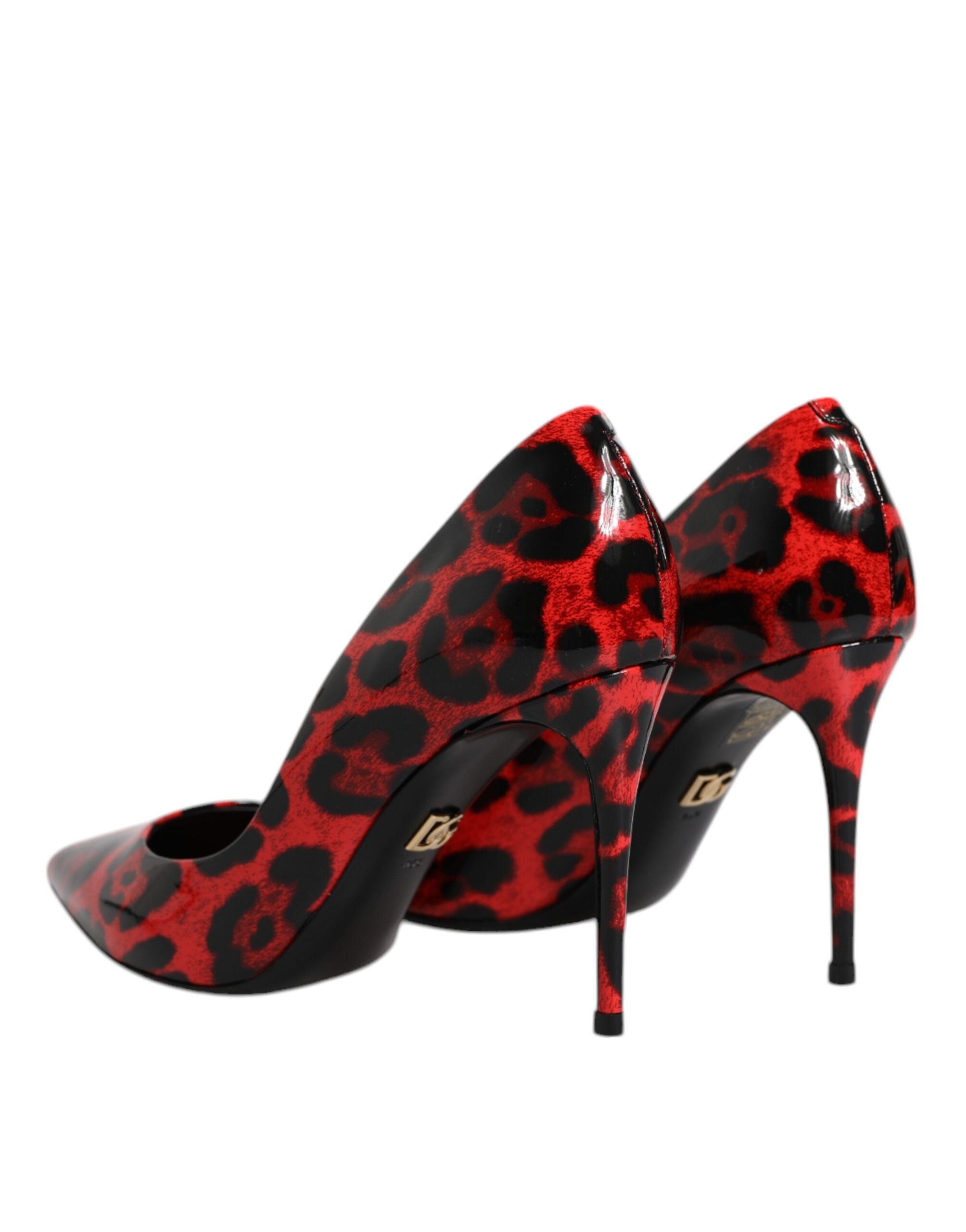 Dolce & Gabbana Red Leopard Leather Stiletto High Heels Pumps Women's Shoes (Pre-Owned)