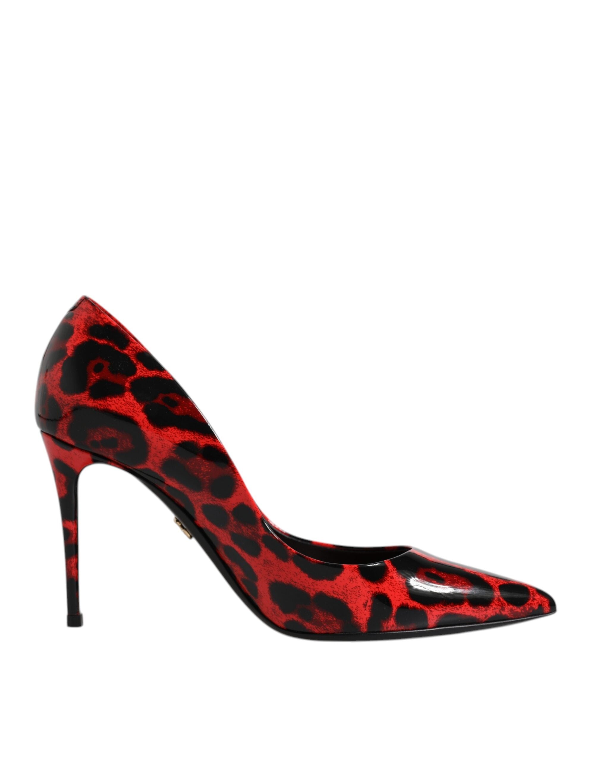 Dolce & Gabbana Red Leopard Leather Stiletto High Heels Pumps Women's Shoes (Pre-Owned)