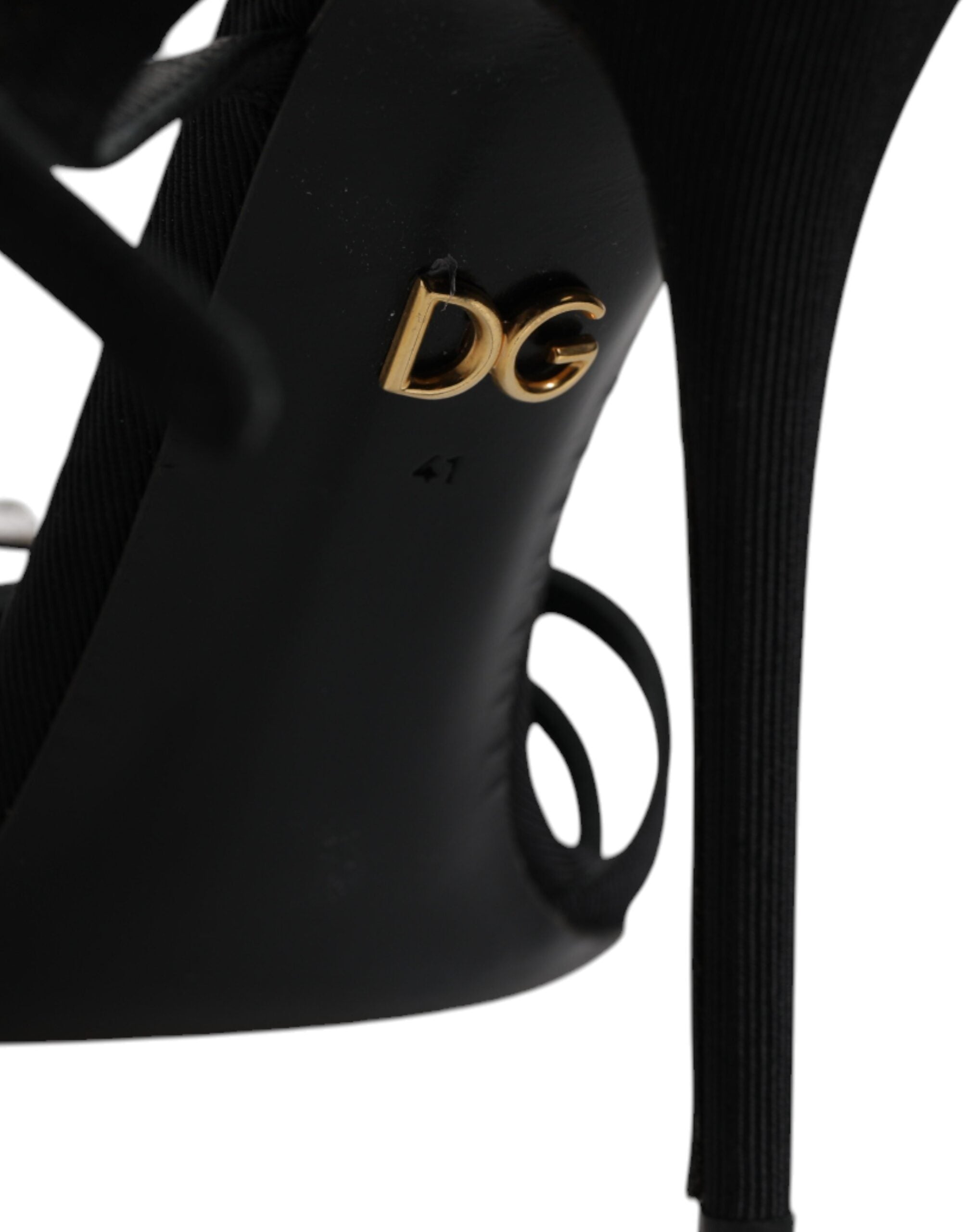 Dolce & Gabbana Black Leather Crystal Heels Sandals Women's Shoes (Pre-Owned)