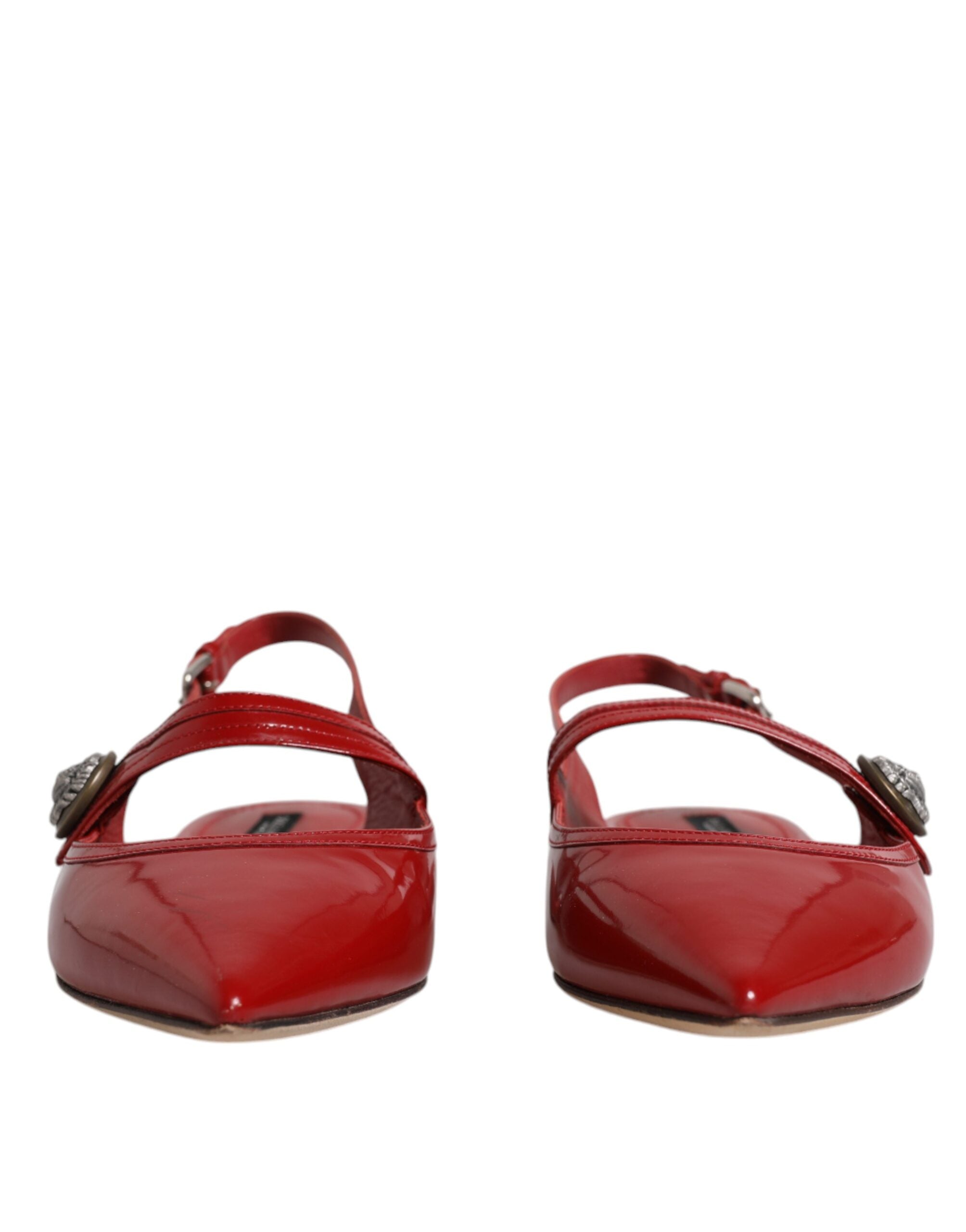 Dolce & Gabbana Red Leather Slingback Flats Sandals Women's Shoes (Pre-Owned)