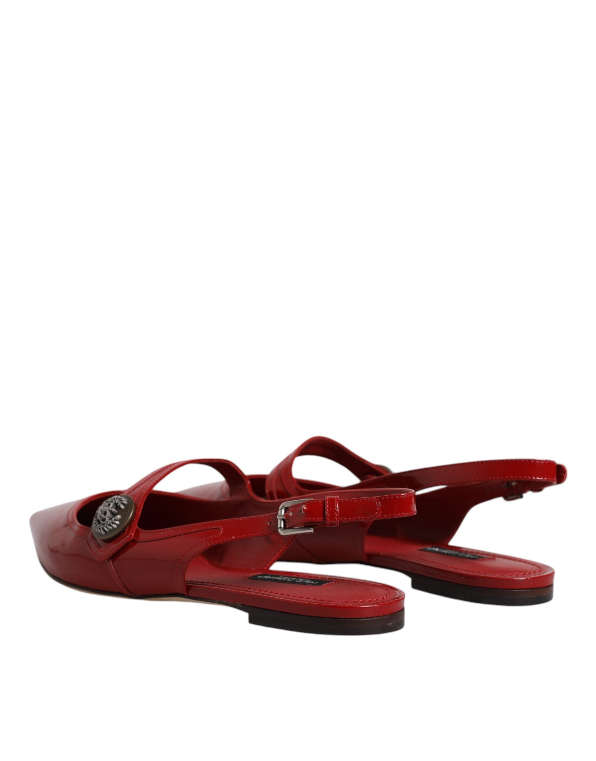 Dolce & Gabbana Red Leather Slingback Flats Sandals Women's Shoes (Pre-Owned)