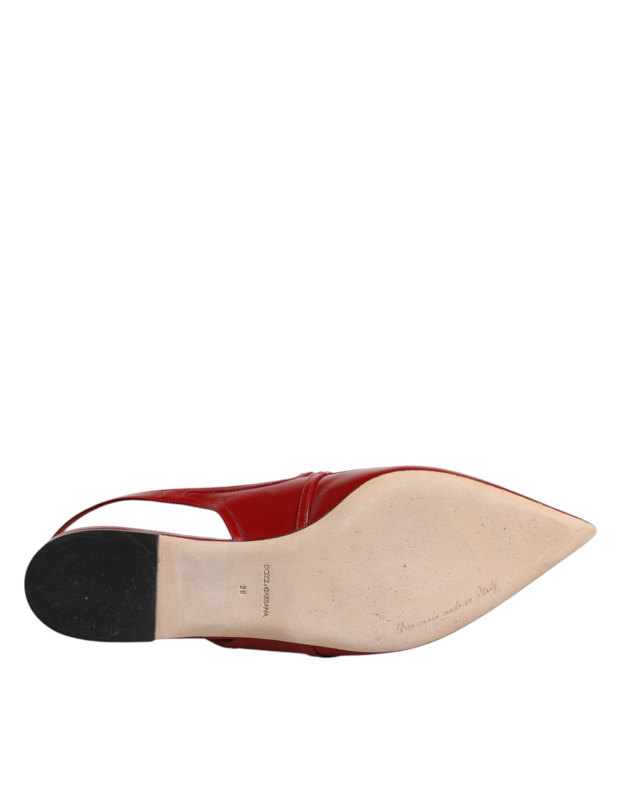 Dolce & Gabbana Red Leather Slingback Flats Sandals Women's Shoes (Pre-Owned)