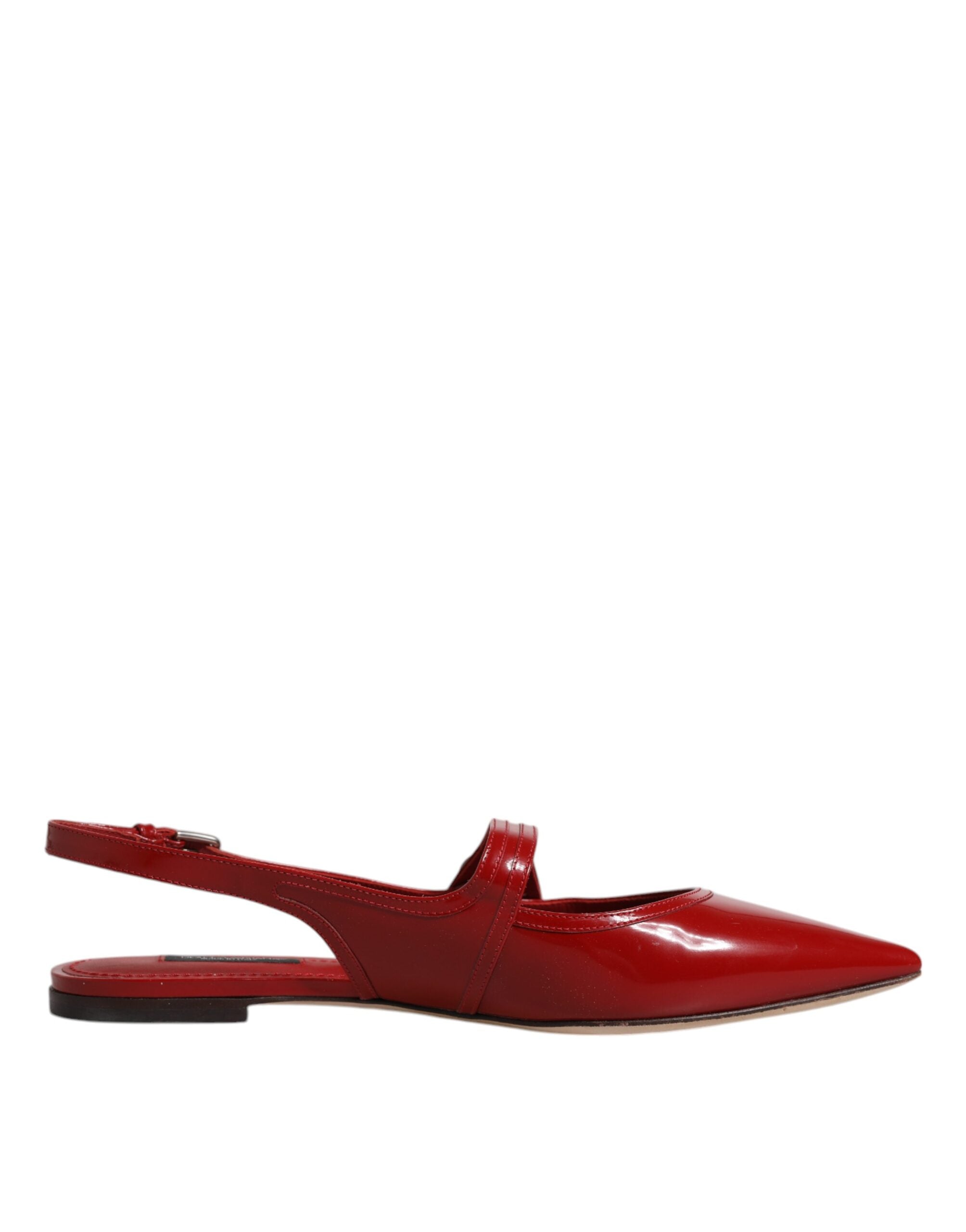 Dolce & Gabbana Red Leather Slingback Flats Sandals Women's Shoes (Pre-Owned)