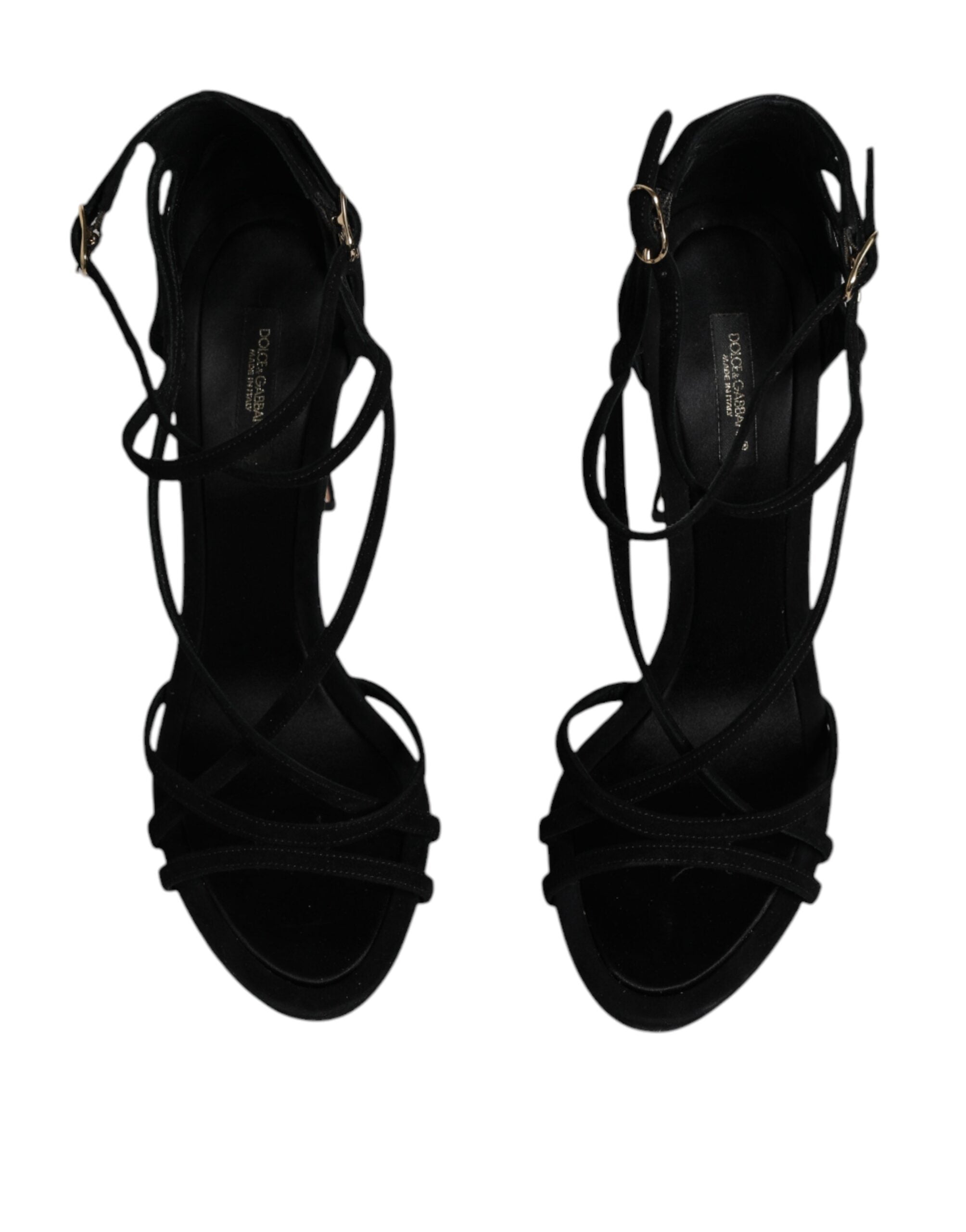 Dolce & Gabbana Black Suede Ankle Strap Heels Sandals Women's Shoes (Pre-Owned)
