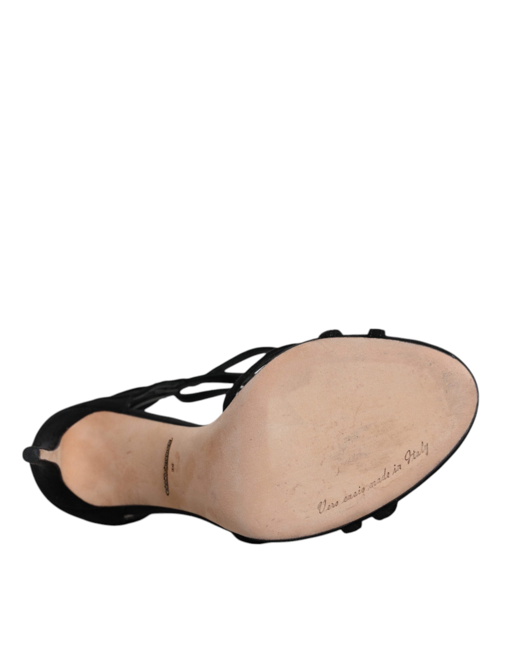 Dolce & Gabbana Black Suede Ankle Strap Heels Sandals Women's Shoes (Pre-Owned)