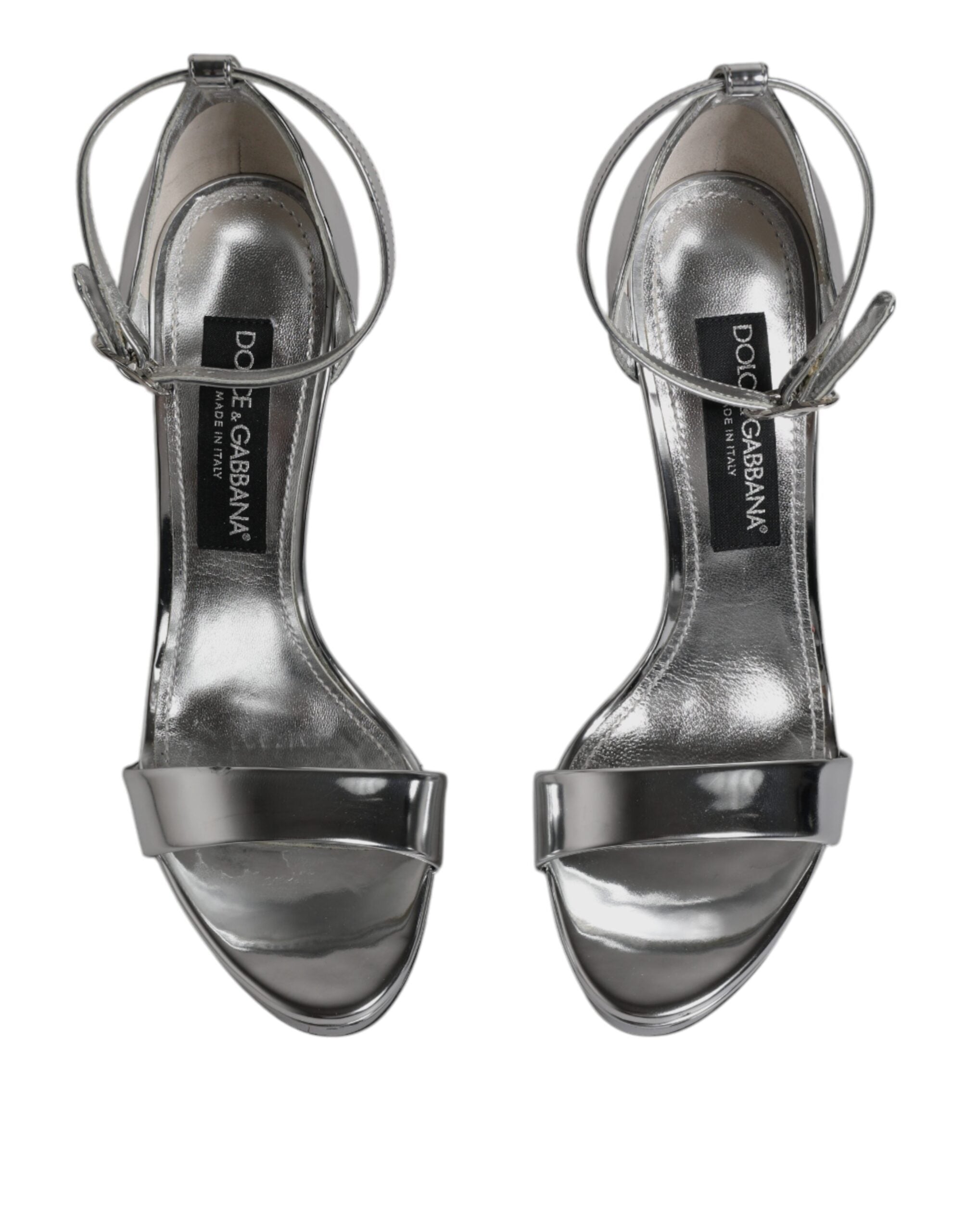 Dolce & Gabbana Silver KEIRA Heels Ankle Strap Sandals Women's Shoes (Pre-Owned)