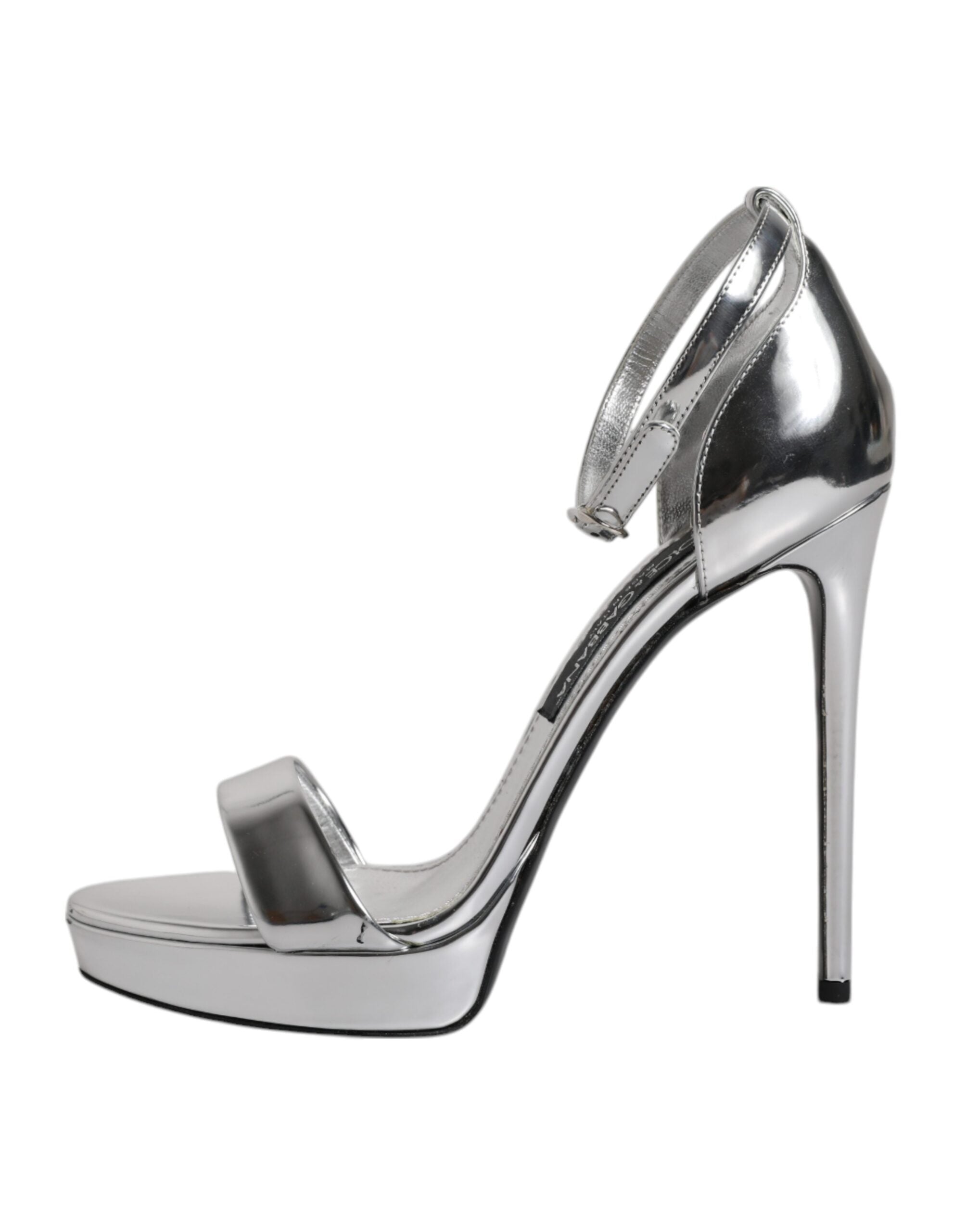 Dolce & Gabbana Silver KEIRA Heels Ankle Strap Sandals Women's Shoes (Pre-Owned)