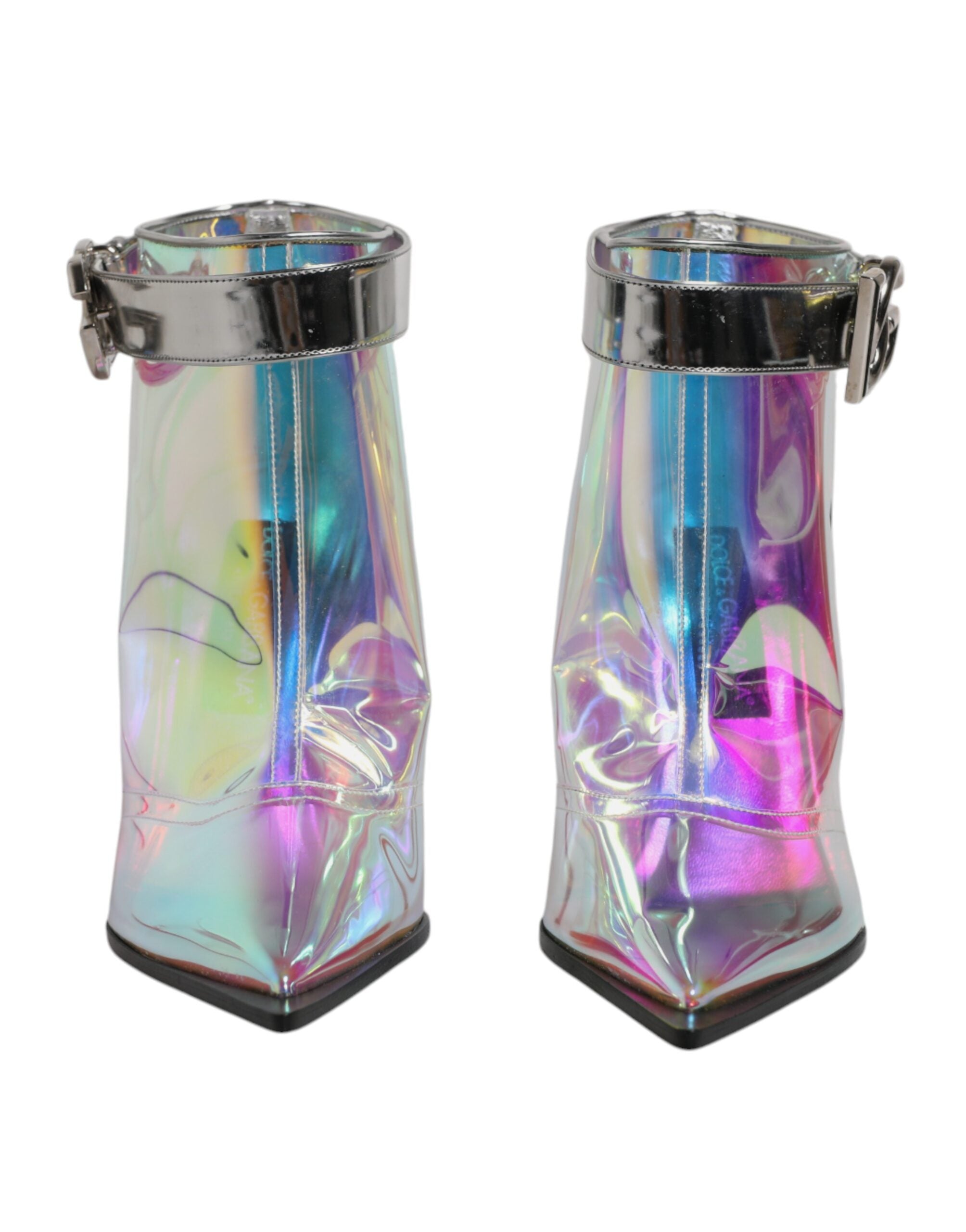 Dolce & Gabbana Shoes Silver Iridescent Pointed Short Women's Boots (Pre-Owned)