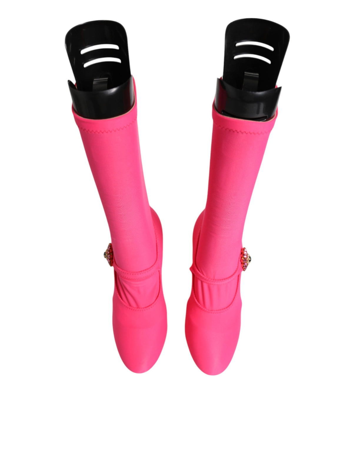 Dolce & Gabbana Pink Nylon Crystal Vally High Boots Women's Shoes