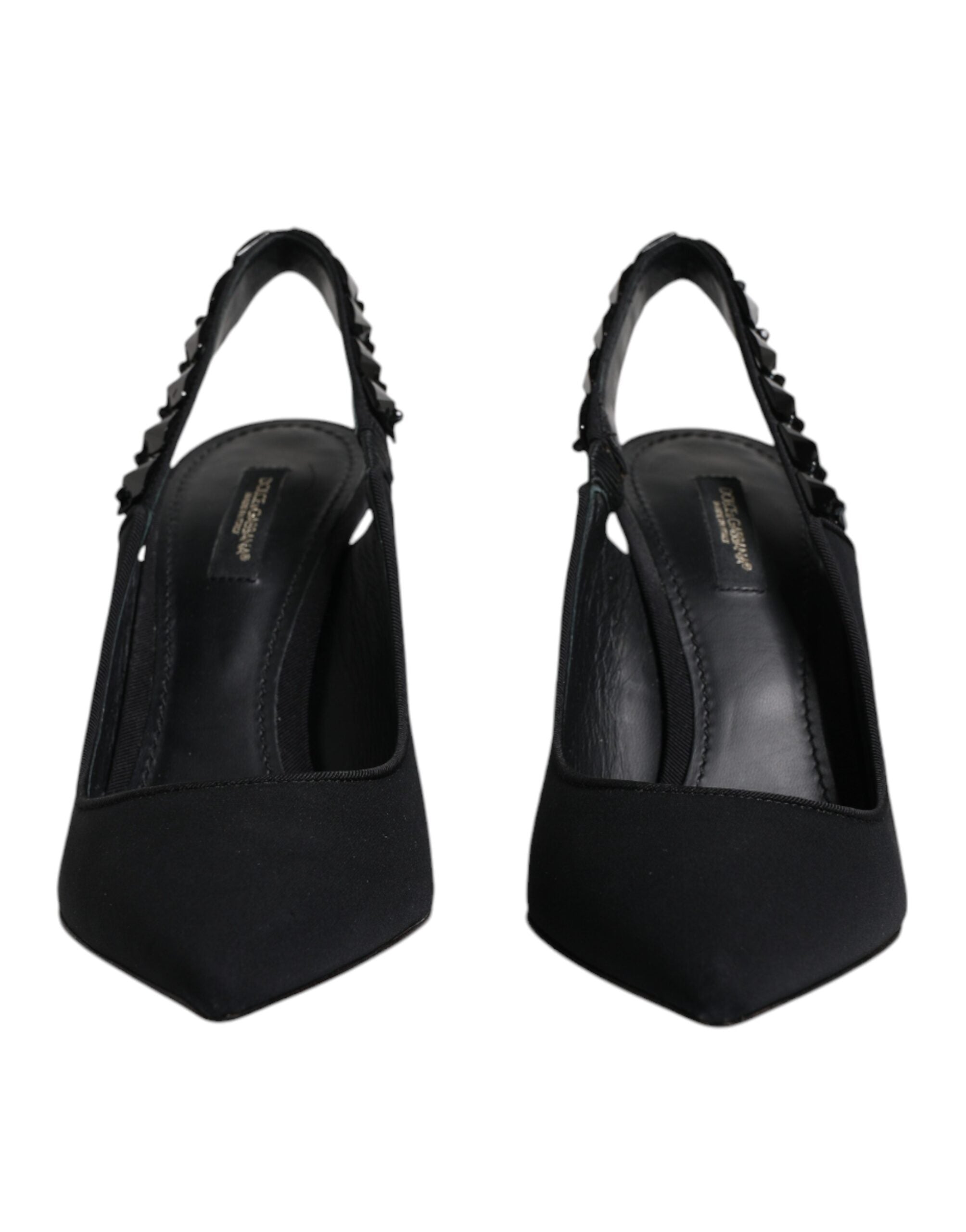 Dolce & Gabbana Black Embellished Charmeuse Slingback Women's Shoes (Pre-Owned)
