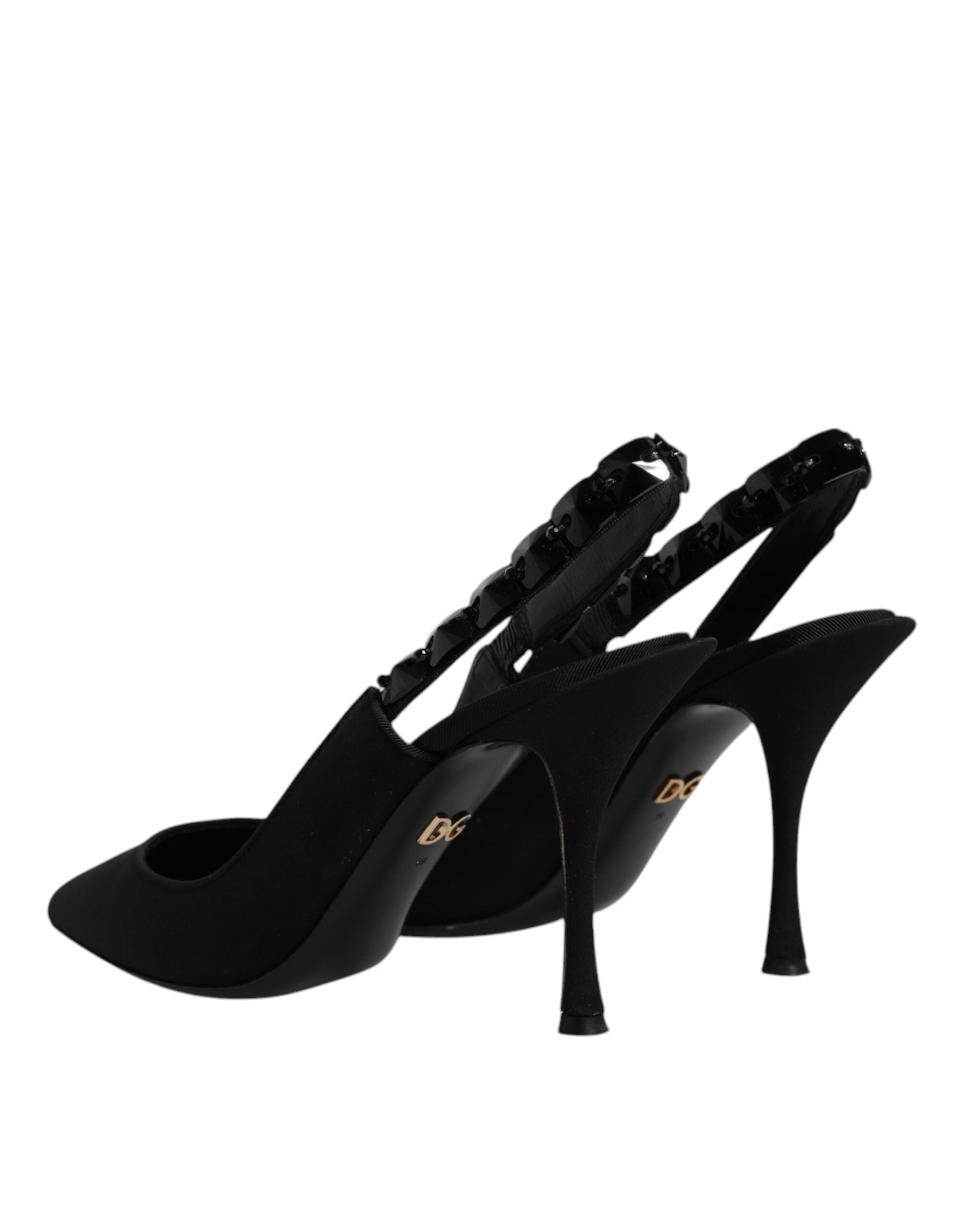 Dolce & Gabbana Black Embellished Charmeuse Slingback Women's Shoes (Pre-Owned)