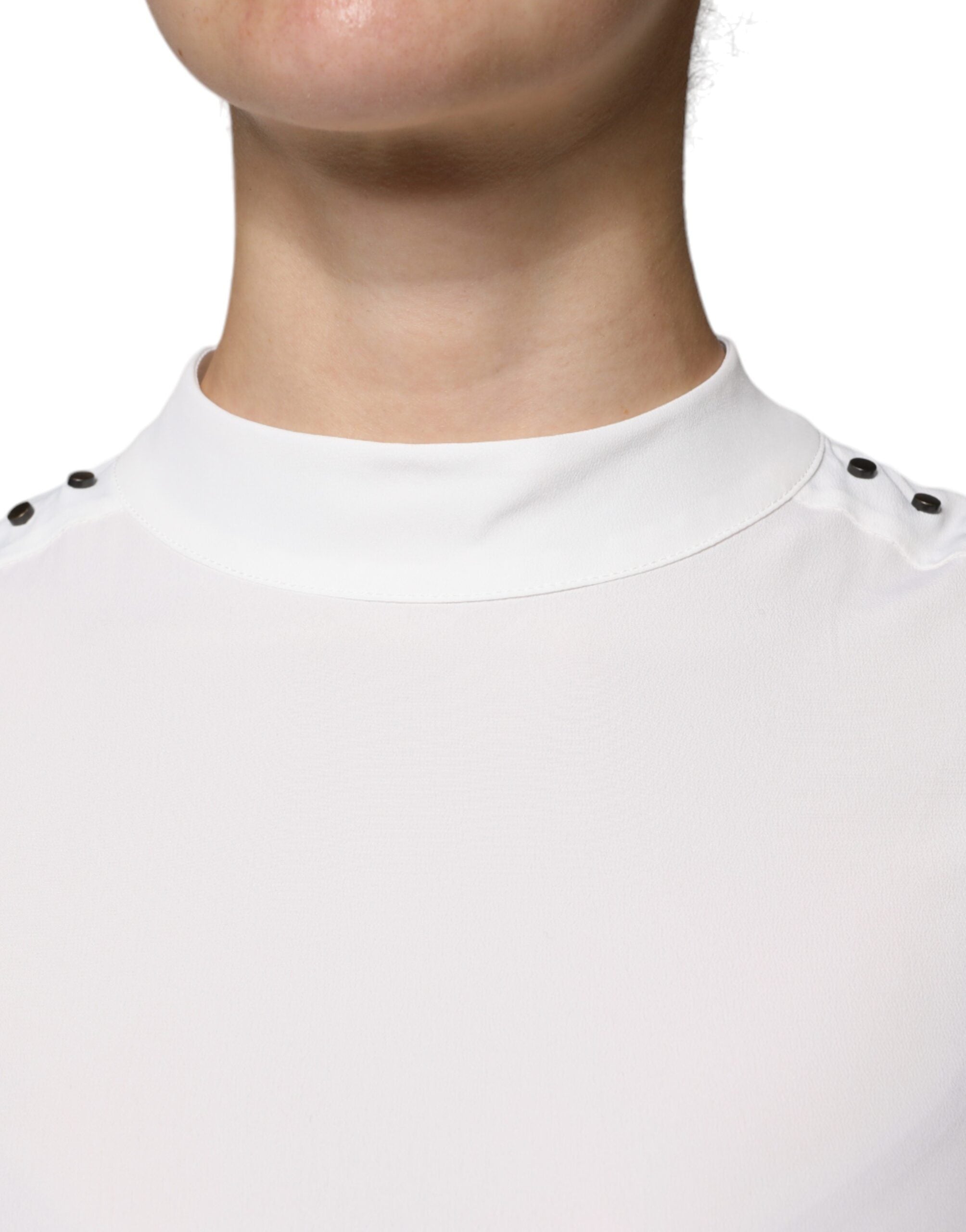 Patrizia Pepe White Mock Neckline Sleeveless Tank Blouse Women's Top (Pre-Owned)
