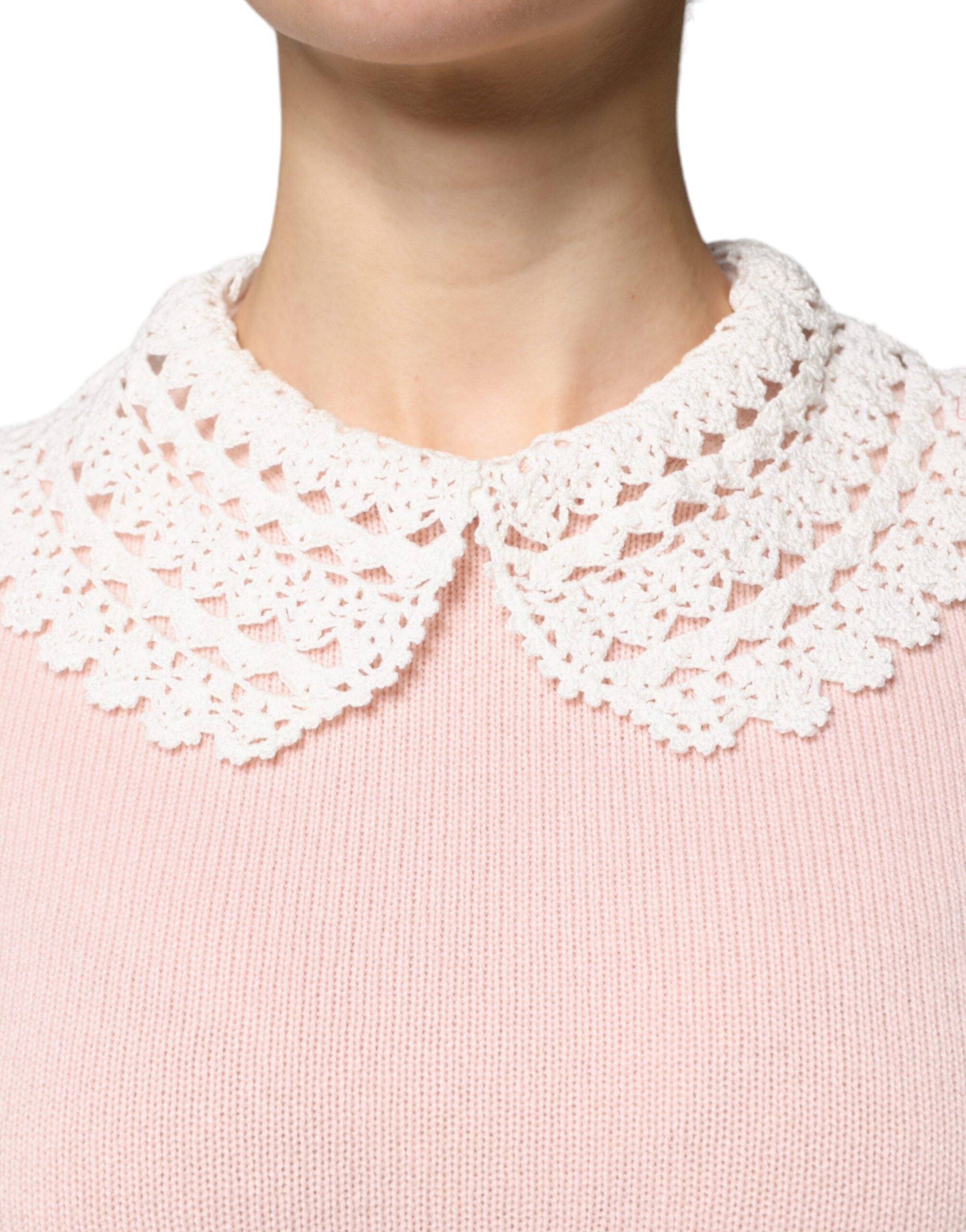 Dolce & Gabbana Pink Cashmere Collar Knitted Long Sleeves Women's Top (Pre-Owned)