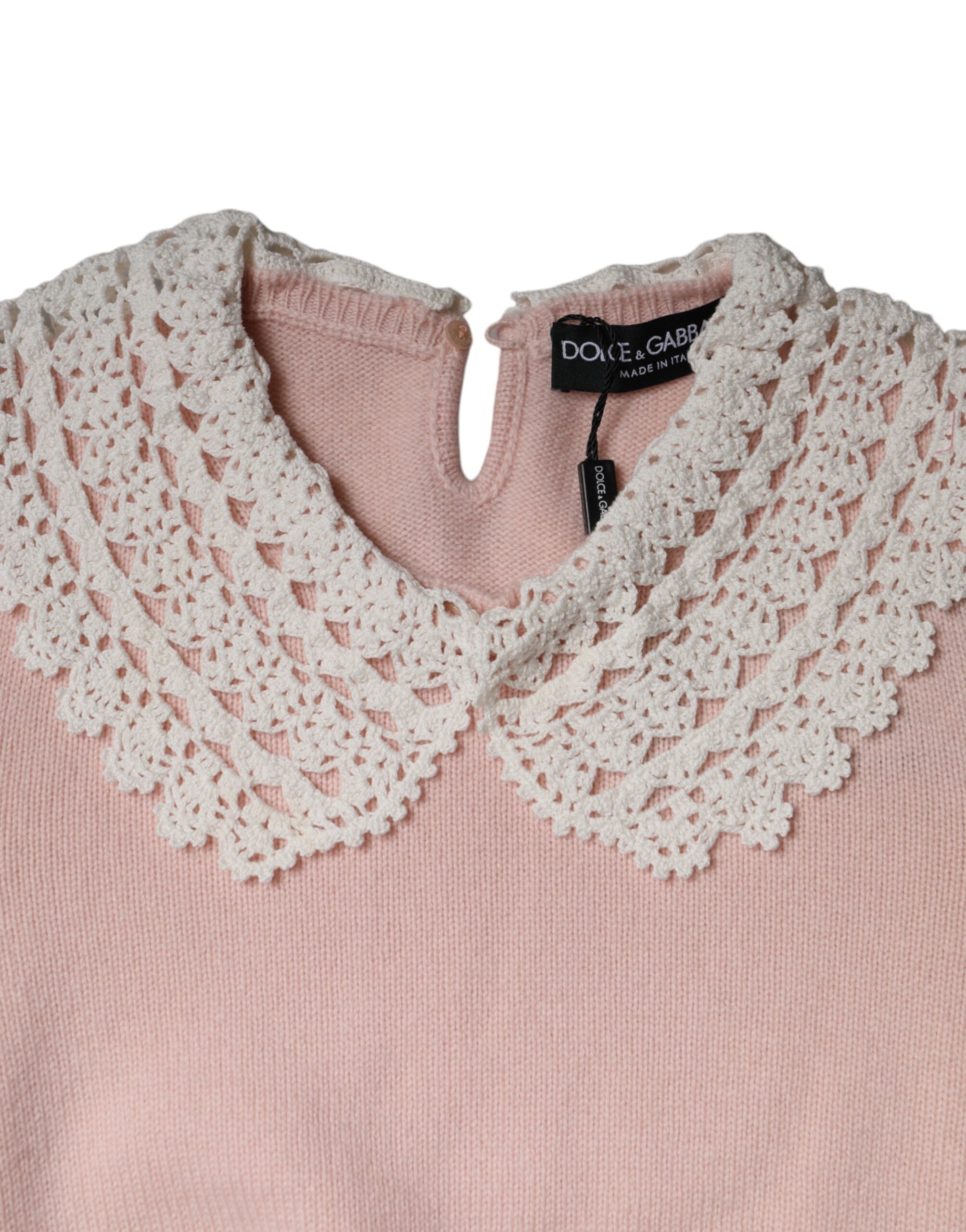 Dolce & Gabbana Pink Cashmere Collar Knitted Long Sleeves Women's Top (Pre-Owned)