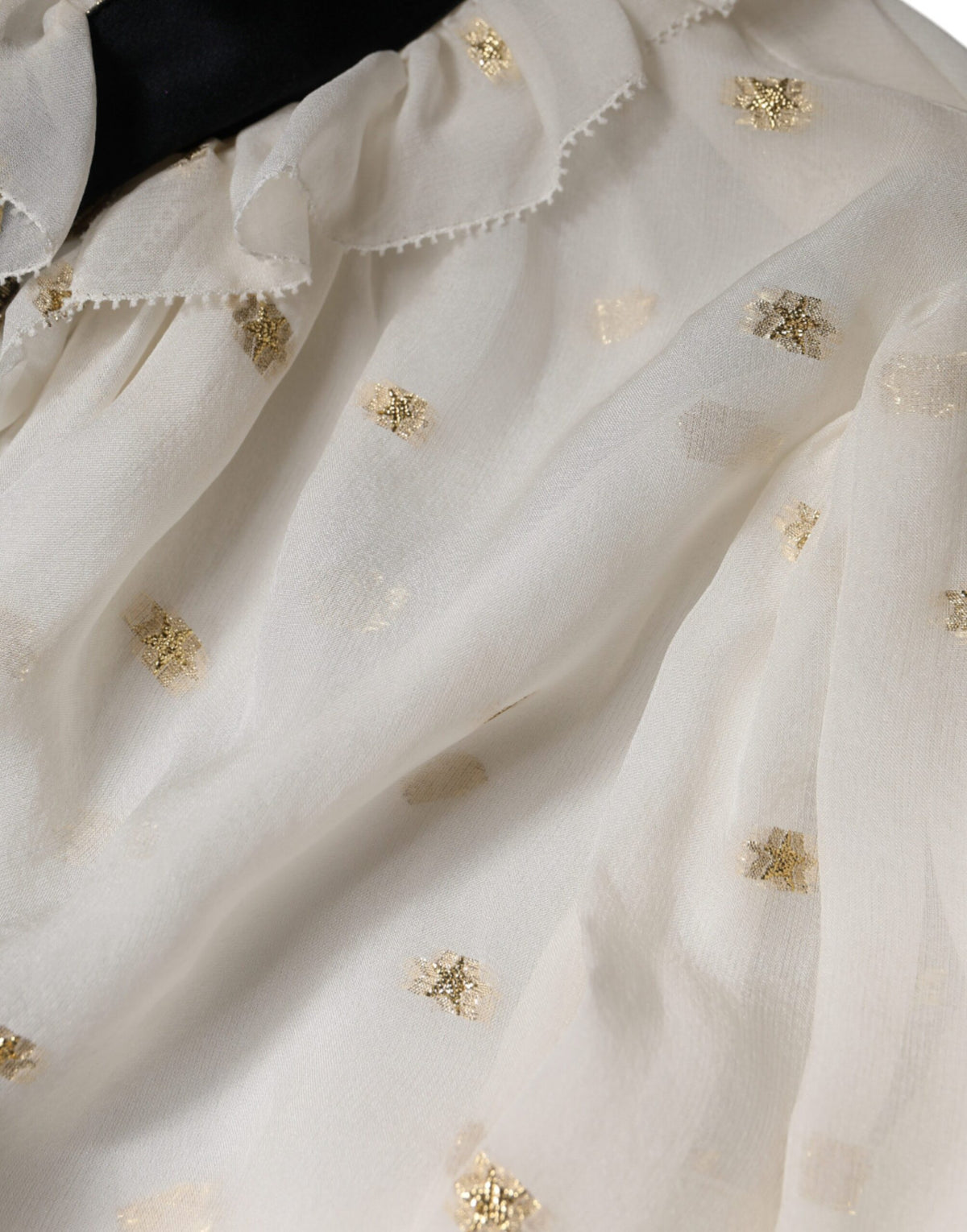 Dolce & Gabbana Off White Silk Blend Ascot Collar Blouse Women's Top (Pre-Owned)