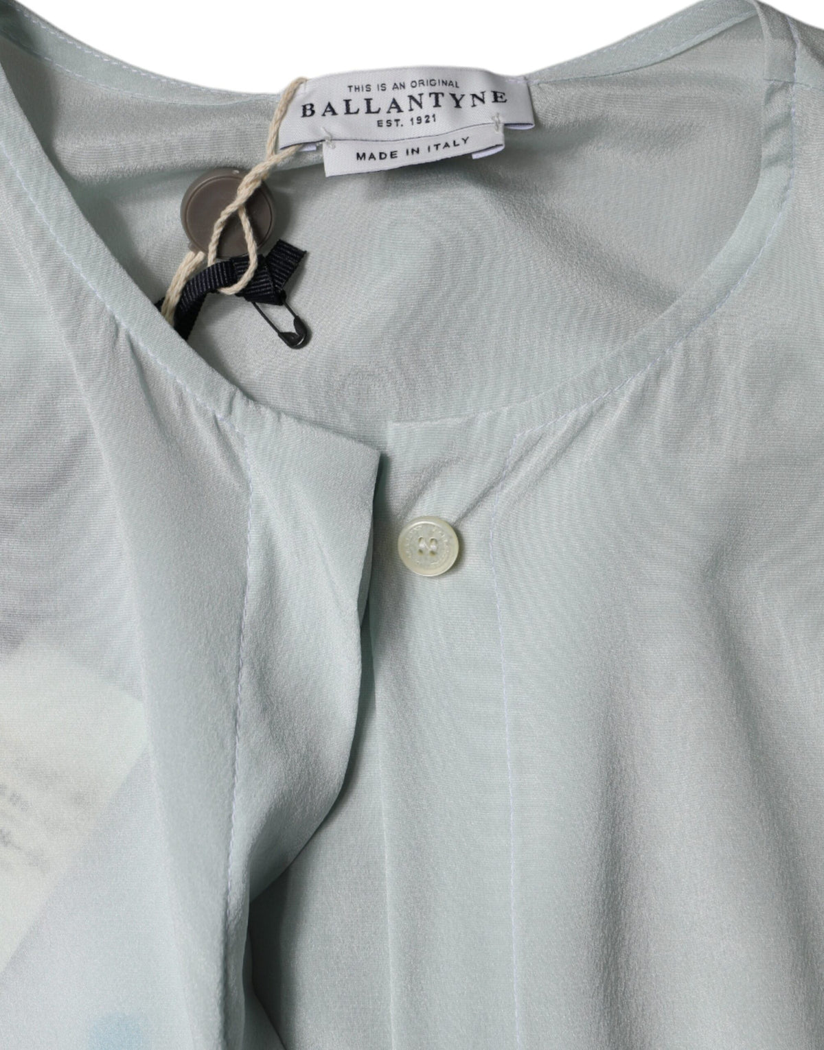 Ballantyne Light Blue Silk Ascot Collared Long Sleeves Women's Top (Pre-Owned)