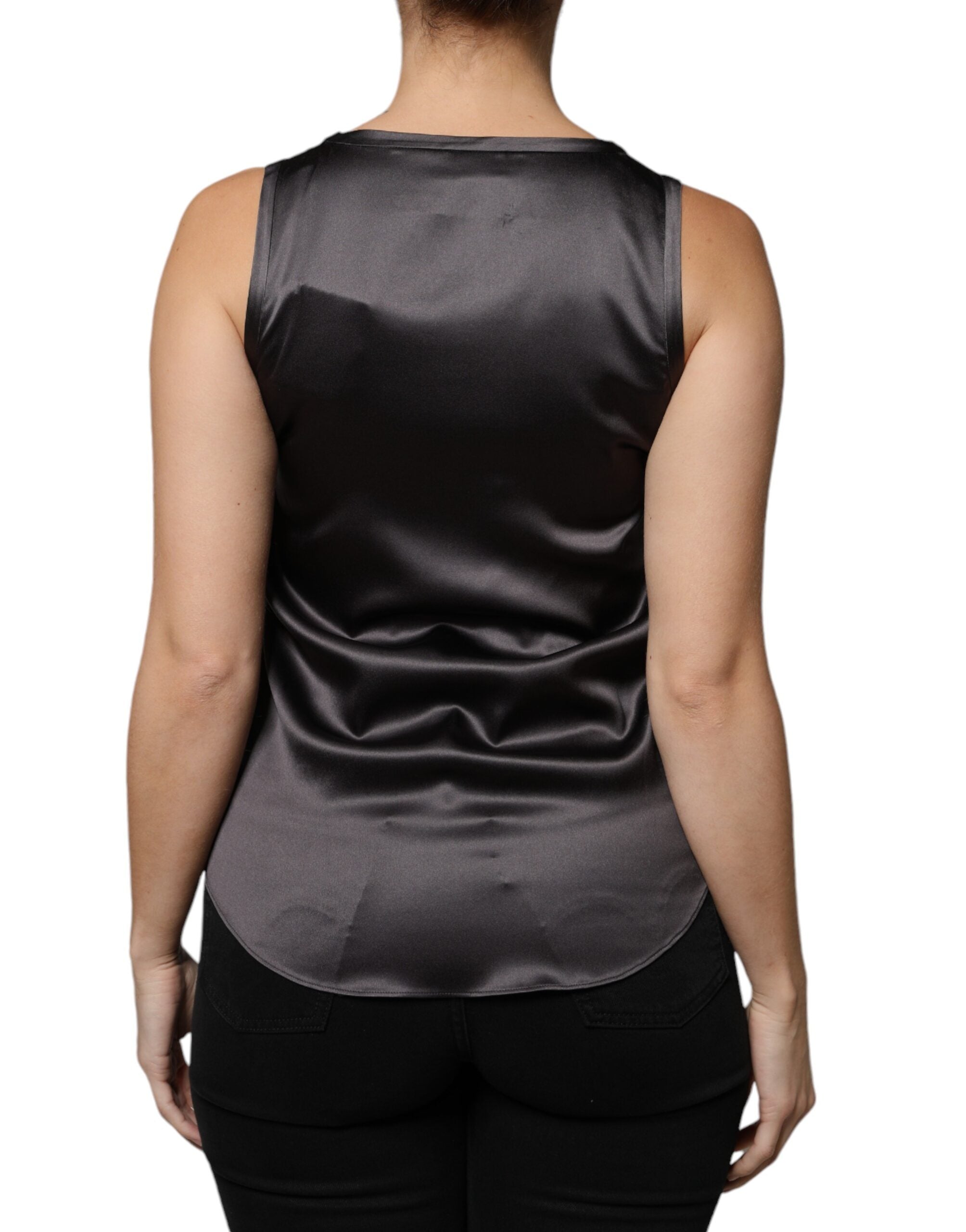 Brunello Cucinelli Black Silk Blend Sleeveless Tank Women's Top (Pre-Owned)