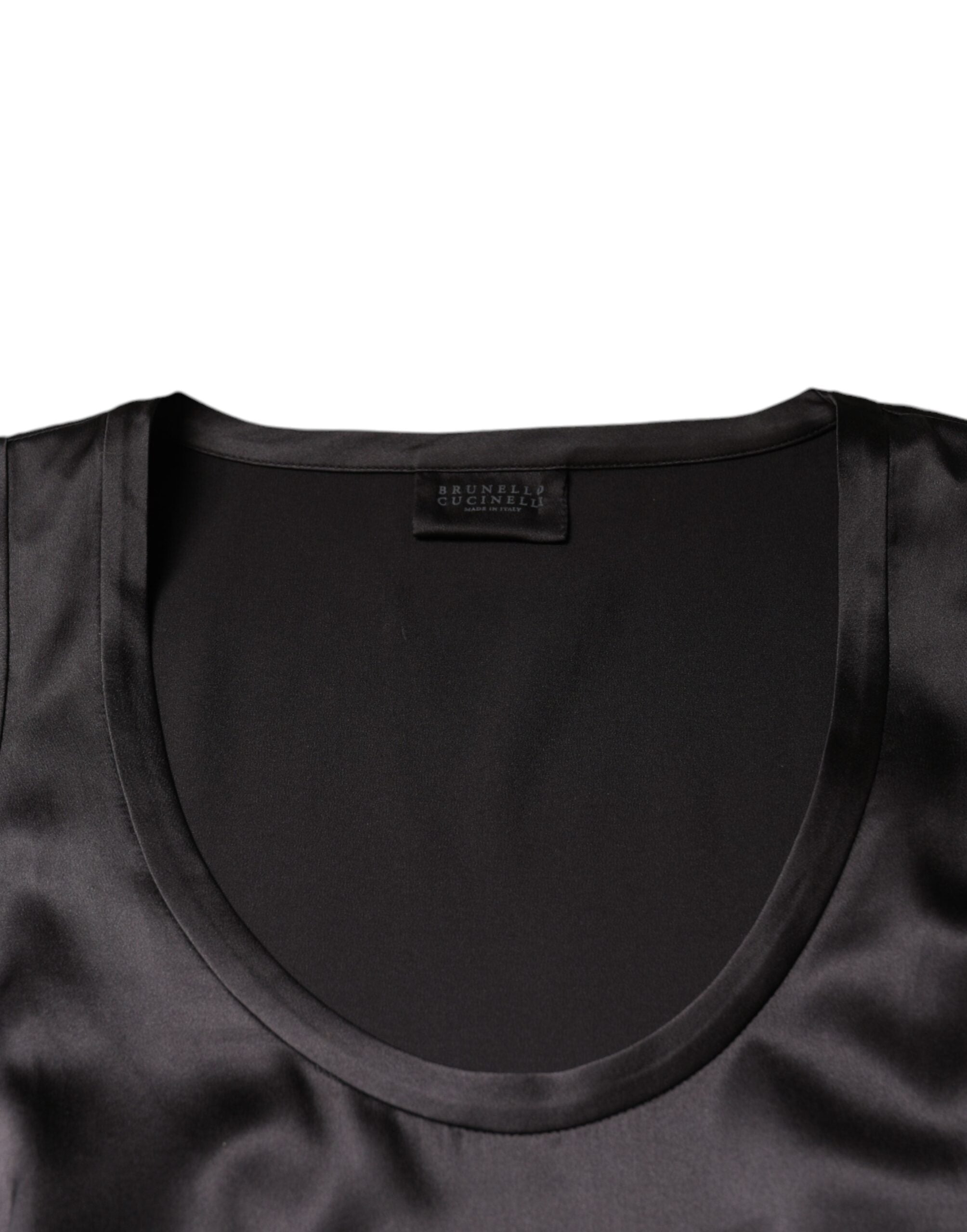 Brunello Cucinelli Black Silk Blend Sleeveless Tank Women's Top (Pre-Owned)