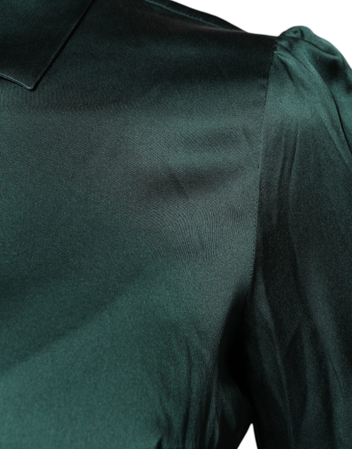 Dolce & Gabbana Dark Green Silk Button Down Long Sleeves Blouse Women's Top
