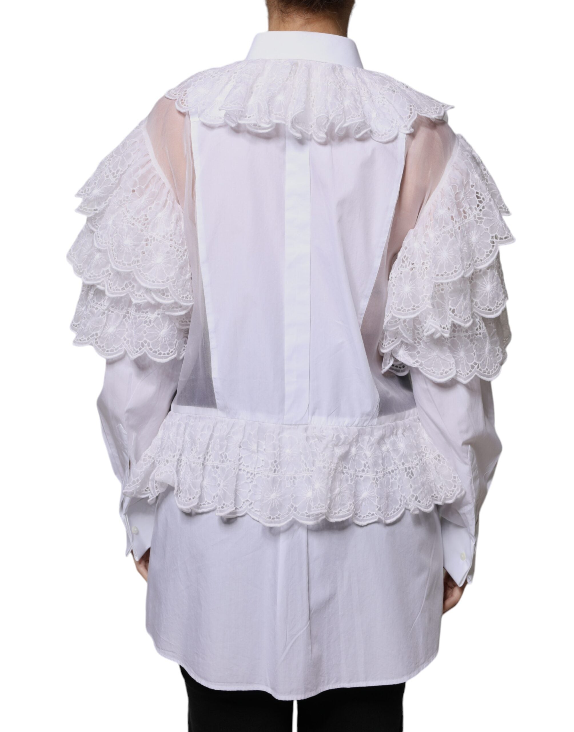 Dolce & Gabbana White Cotton Poplin Shirt Dress Blouse Women's Top