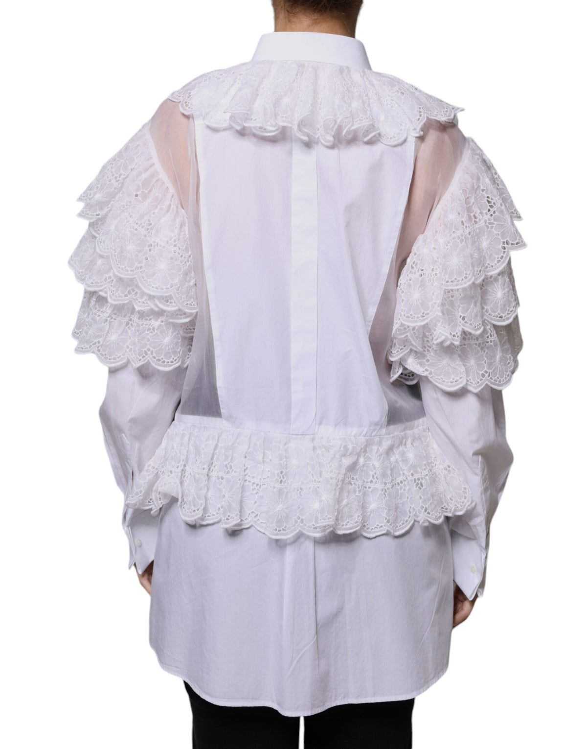 Dolce & Gabbana White Cotton Poplin Shirt Dress Blouse Women's Top