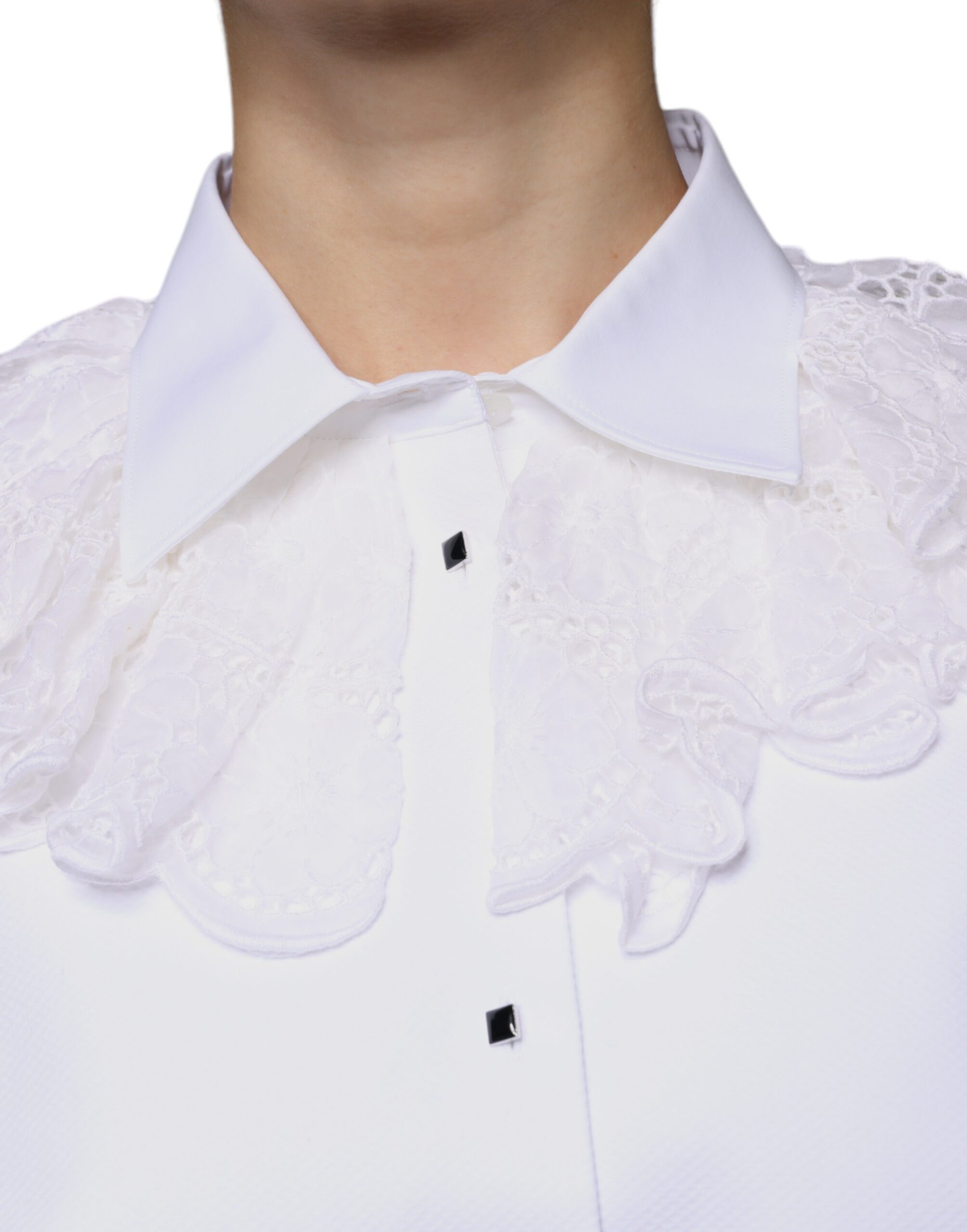 Dolce & Gabbana White Cotton Poplin Shirt Dress Blouse Women's Top