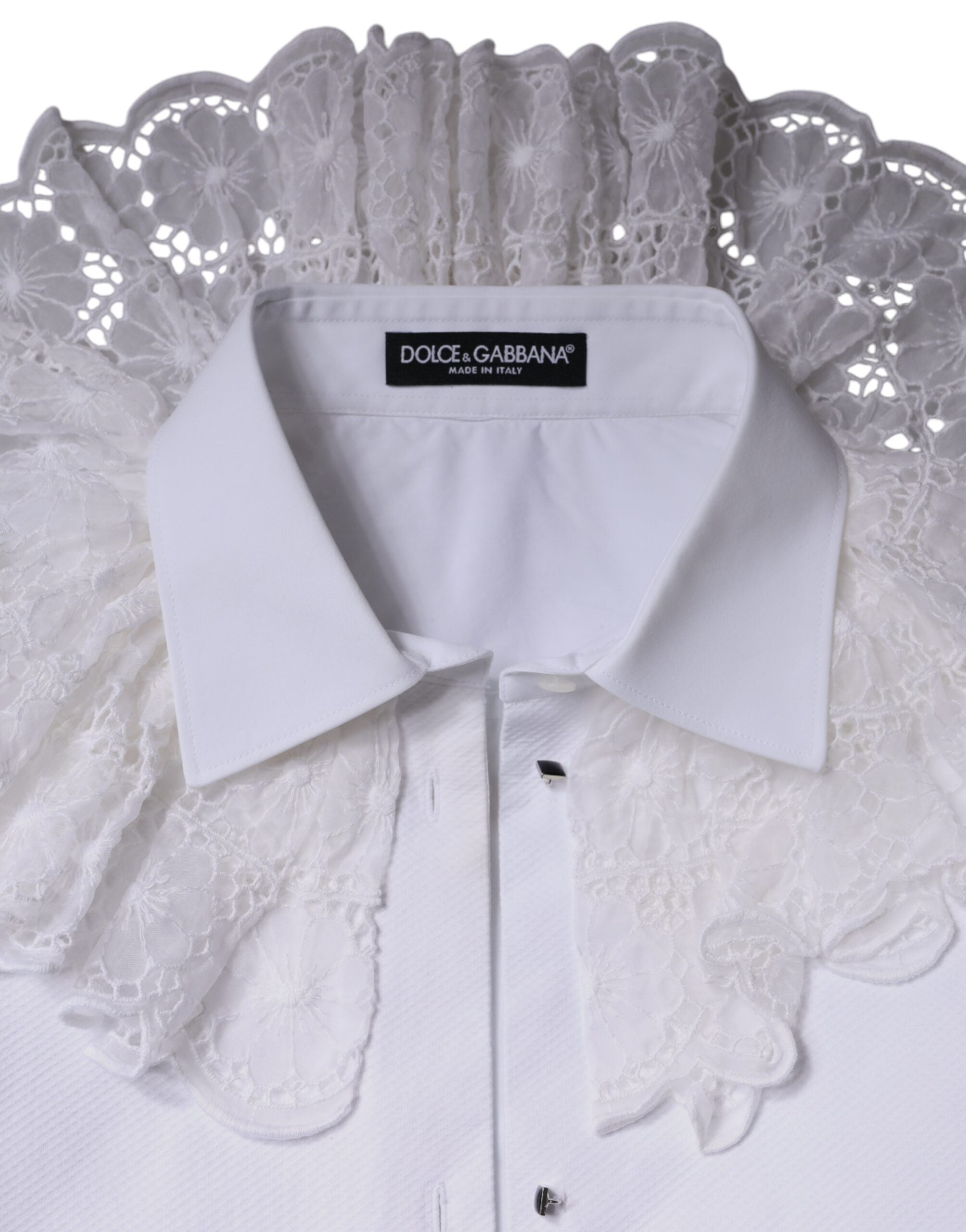 Dolce & Gabbana White Cotton Poplin Shirt Dress Blouse Women's Top