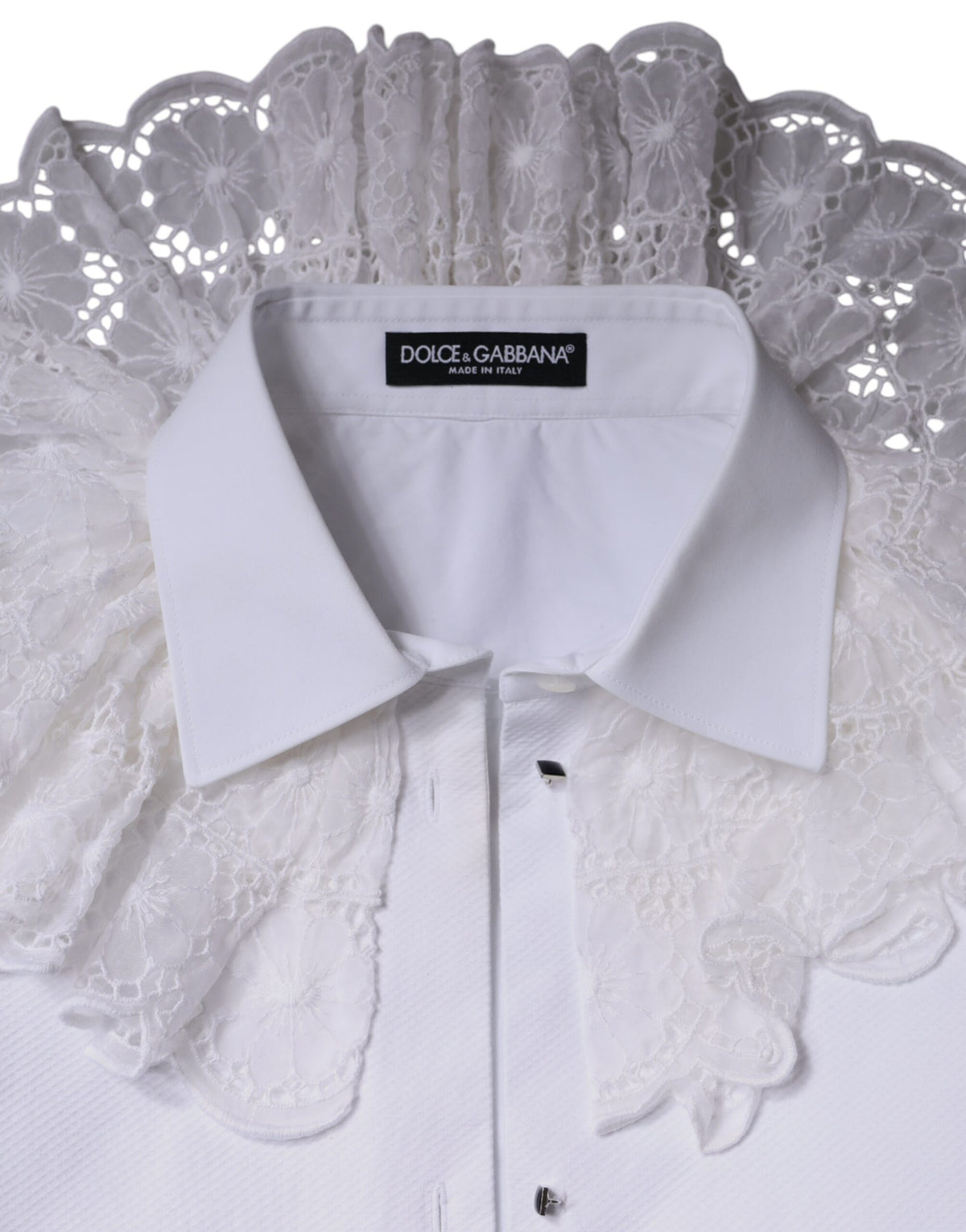 Dolce & Gabbana White Cotton Poplin Shirt Dress Blouse Women's Top