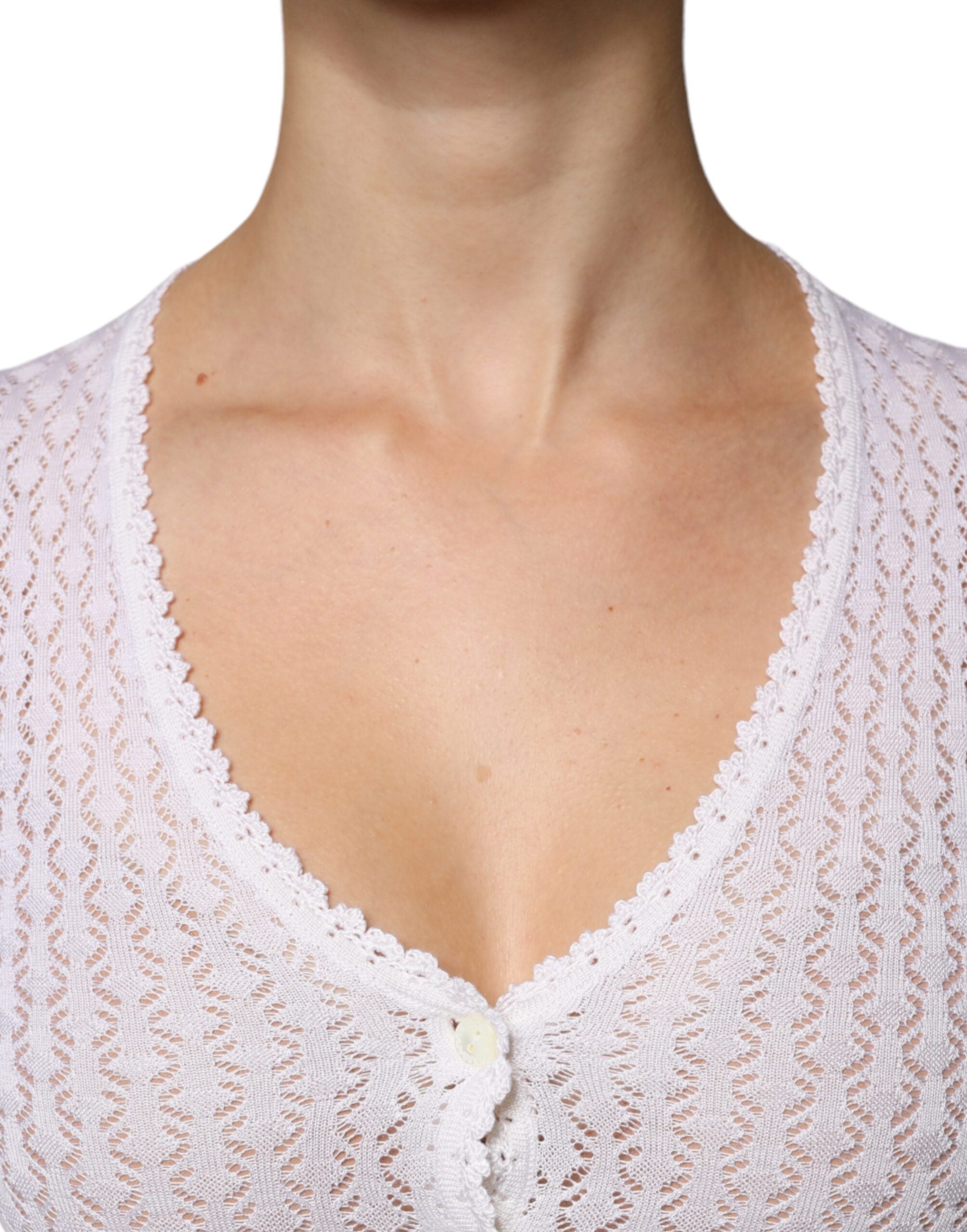 Dolce & Gabbana White Silk Button Down Cardigan Women's Sweater