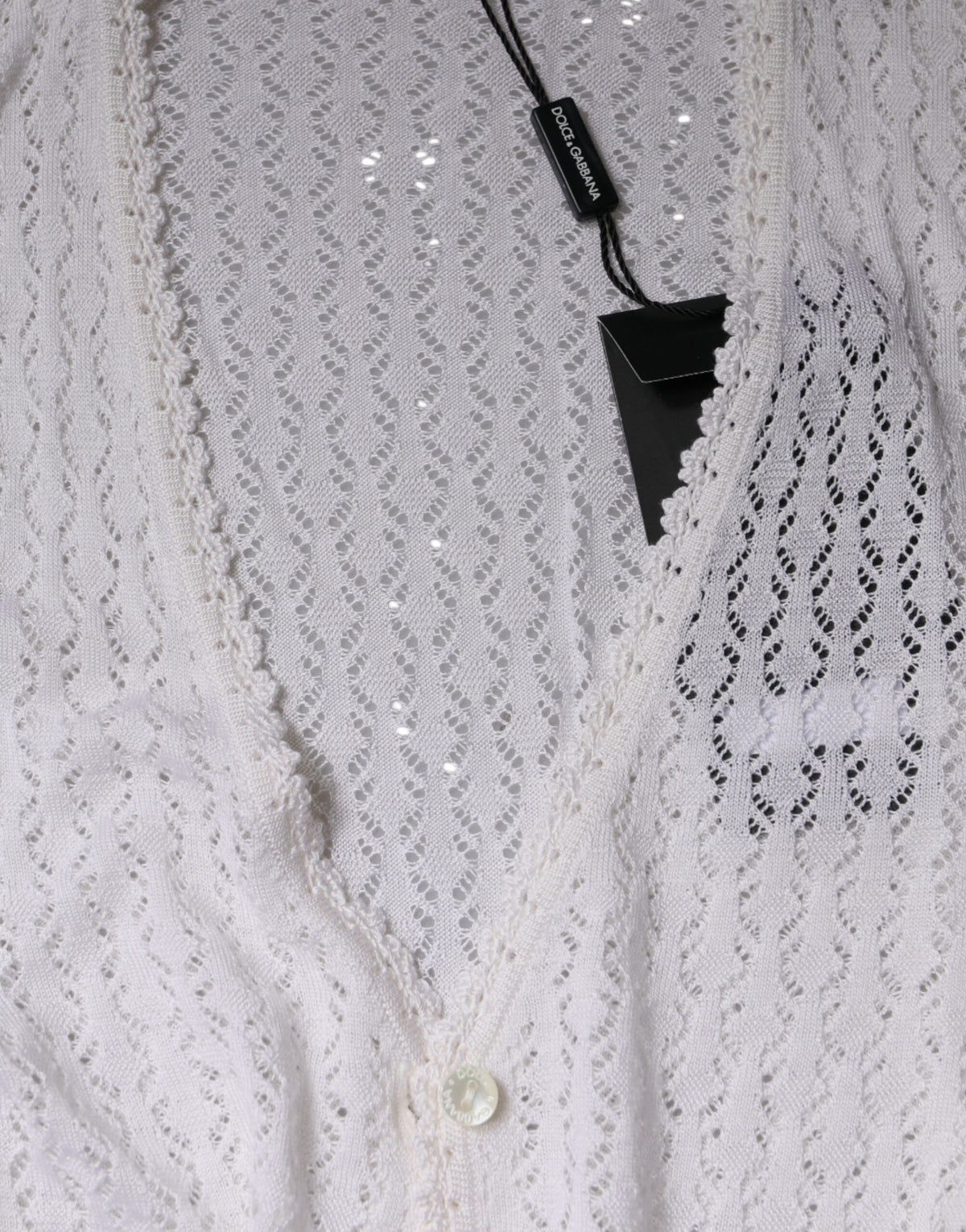 Dolce & Gabbana White Silk Button Down Cardigan Women's Sweater (Pre-Owned)