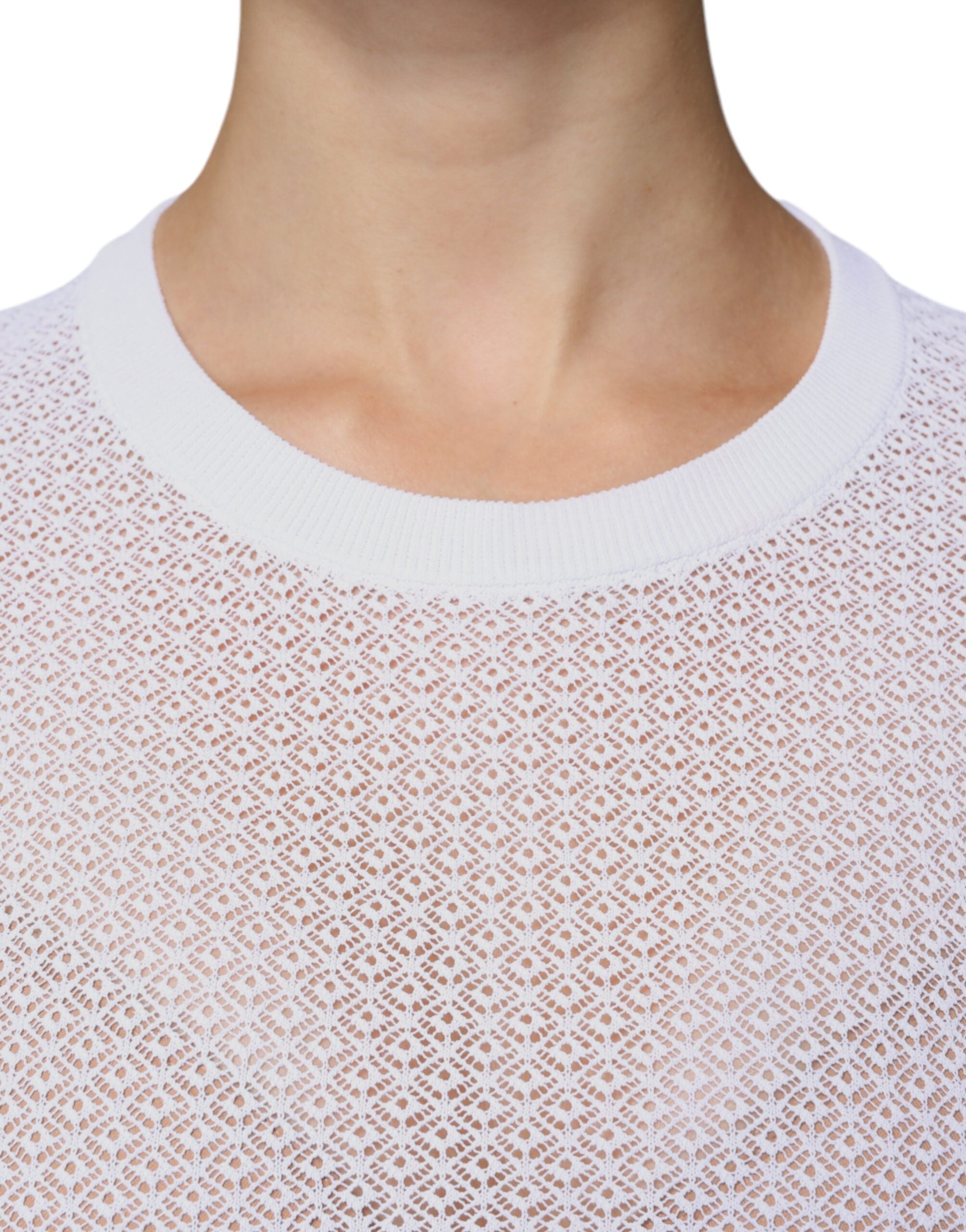 Dolce & Gabbana White Mesh See Through Long Sleeves Women's Top (Pre-Owned)