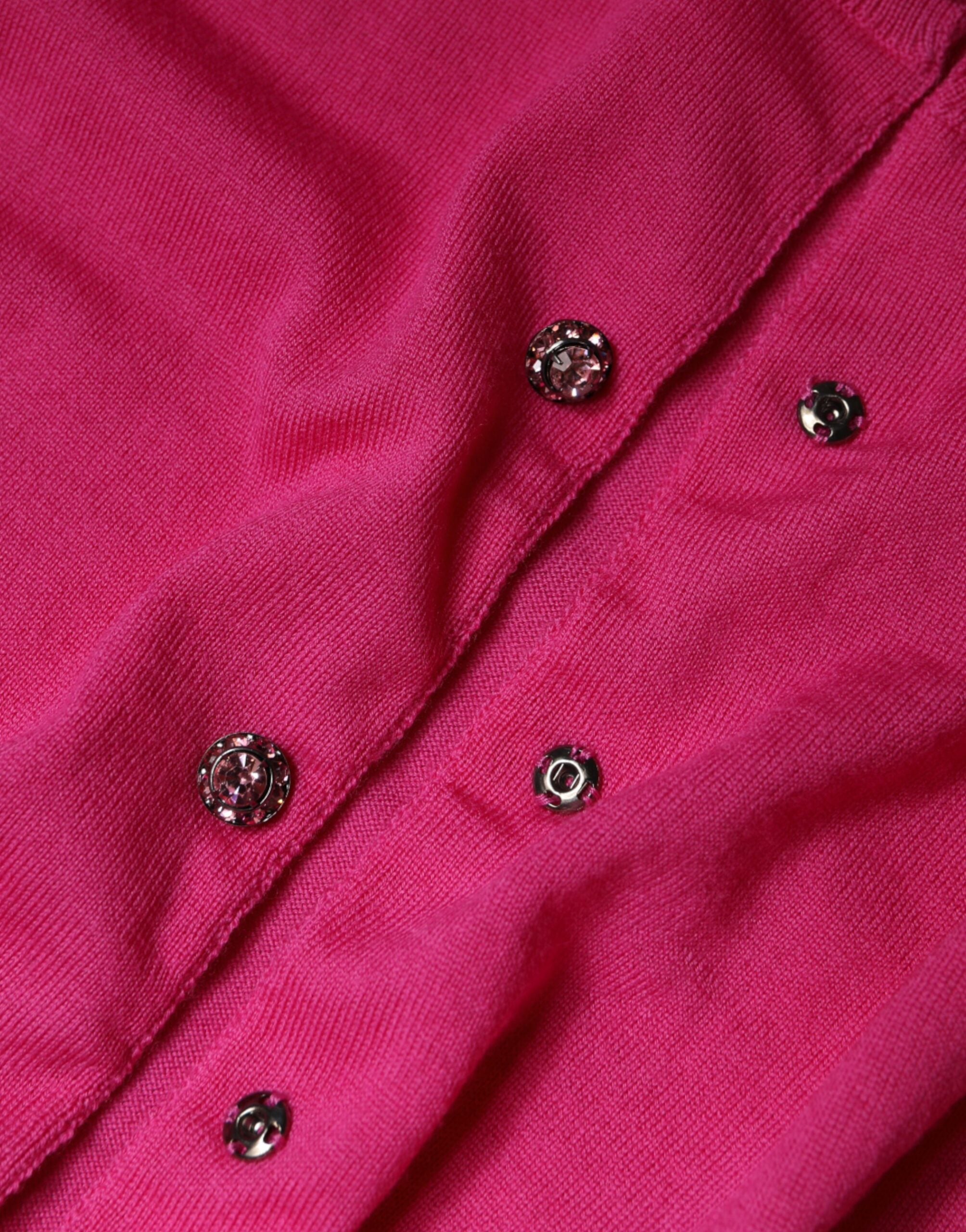 Dolce & Gabbana Pink Wool Button Down Cardigan Women's Sweater