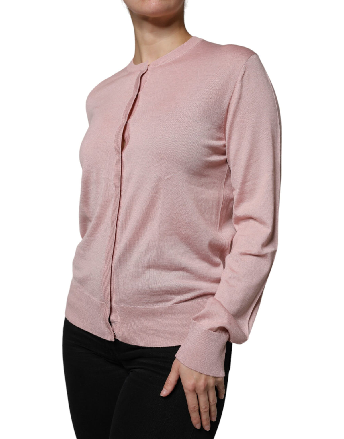 Dolce & Gabbana Pink Wool Knit Button Down Cardigan Women's Sweater (Pre-Owned)